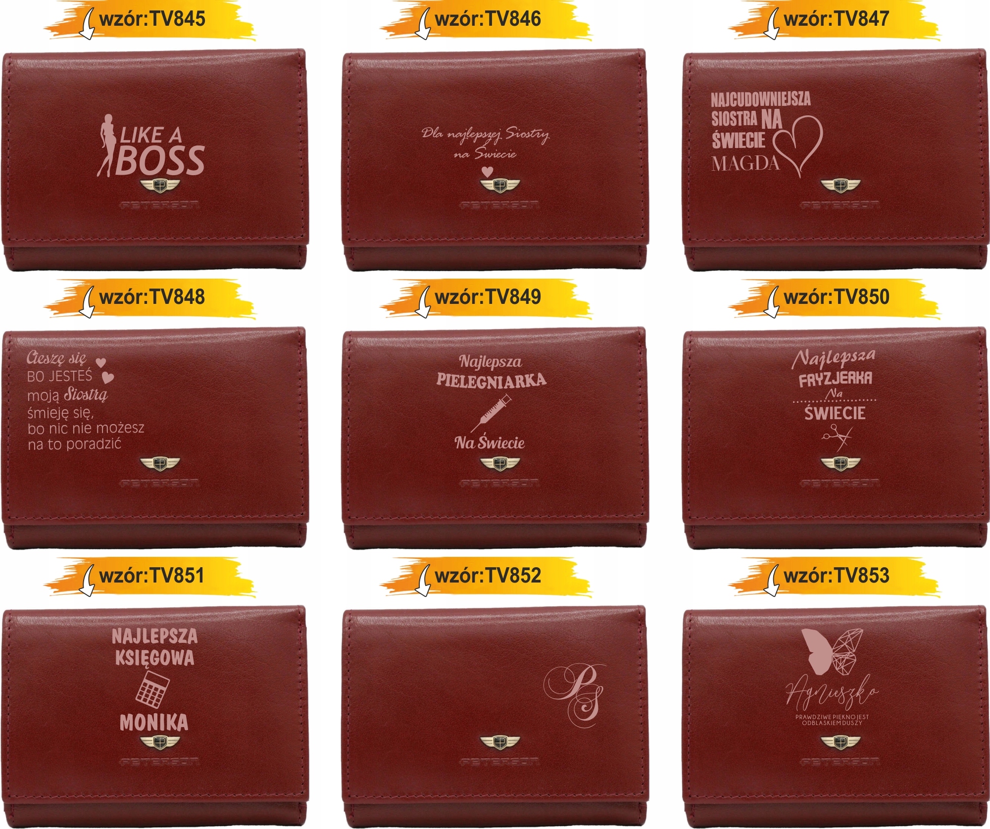 Portfel damski skórzany z GRAWEREM prezent na walentynki Z INICJAŁAMI