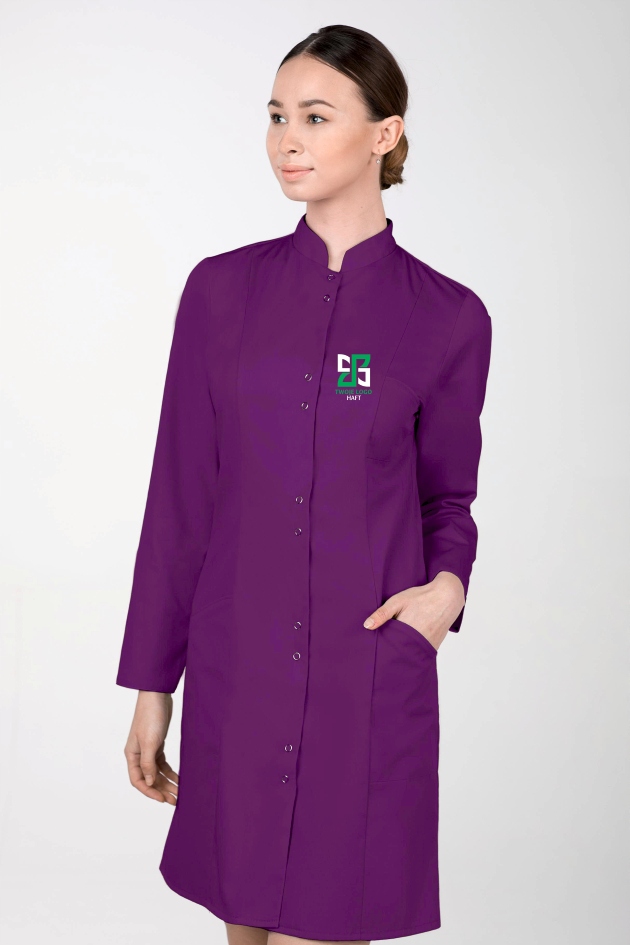 Fartuch medyczny damski z długim rękawem z HAFTEM TWOIM LOGO NAPISEM 10 szt