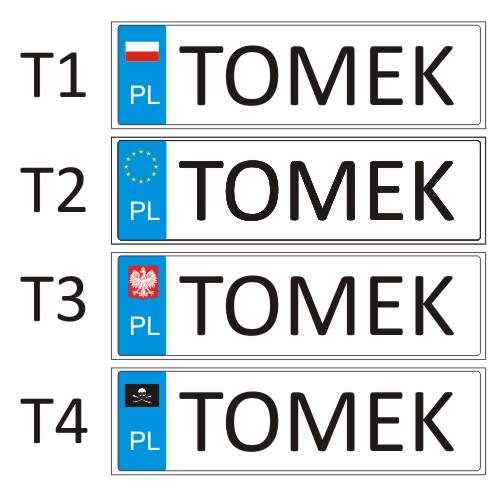 TABLICE IMIENNE REJESTRACYJNE na samochód wózek
