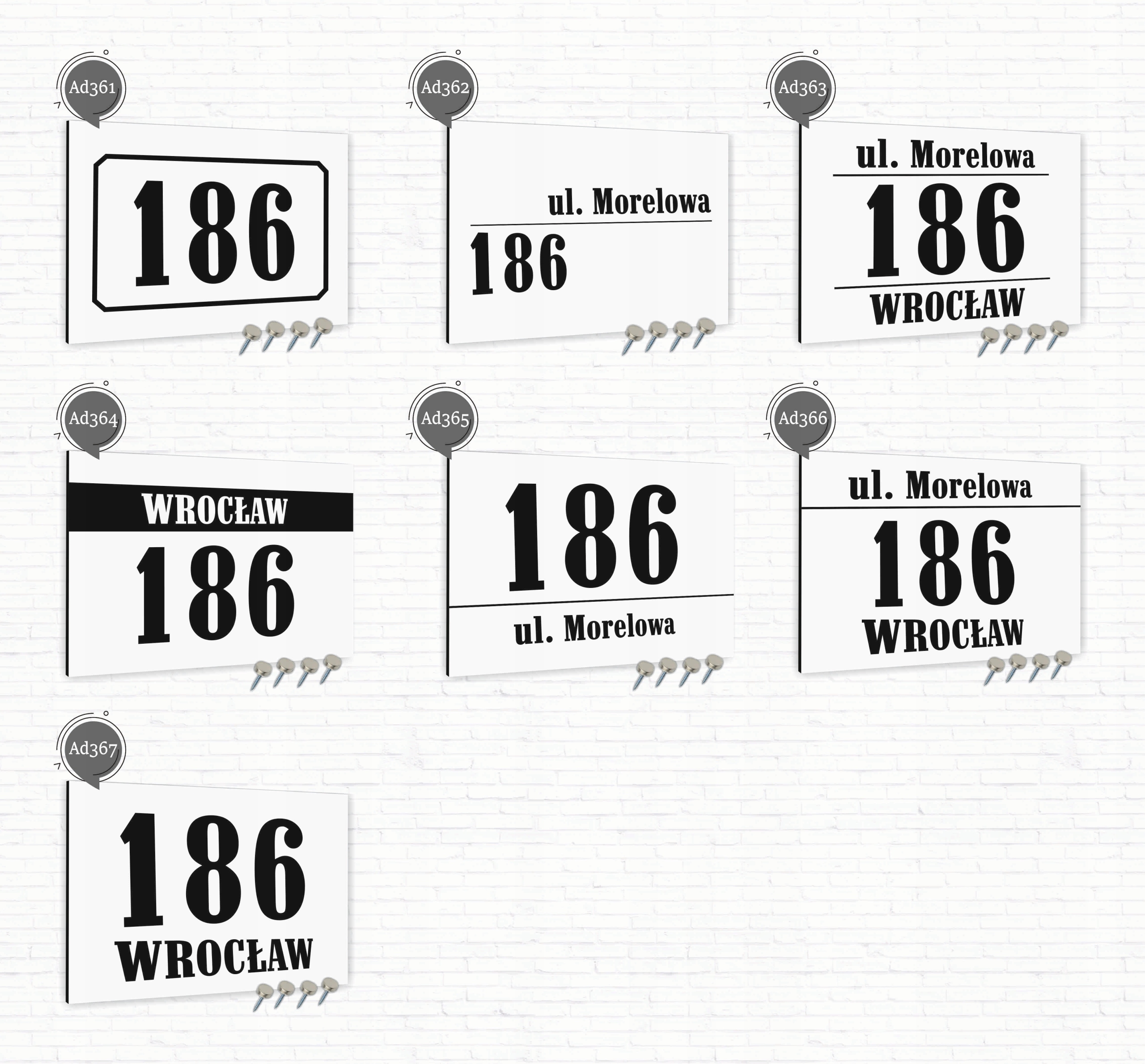 Tabliczka adresowa Dibond Tablica adres działki Biała 30x20 Różne wzory