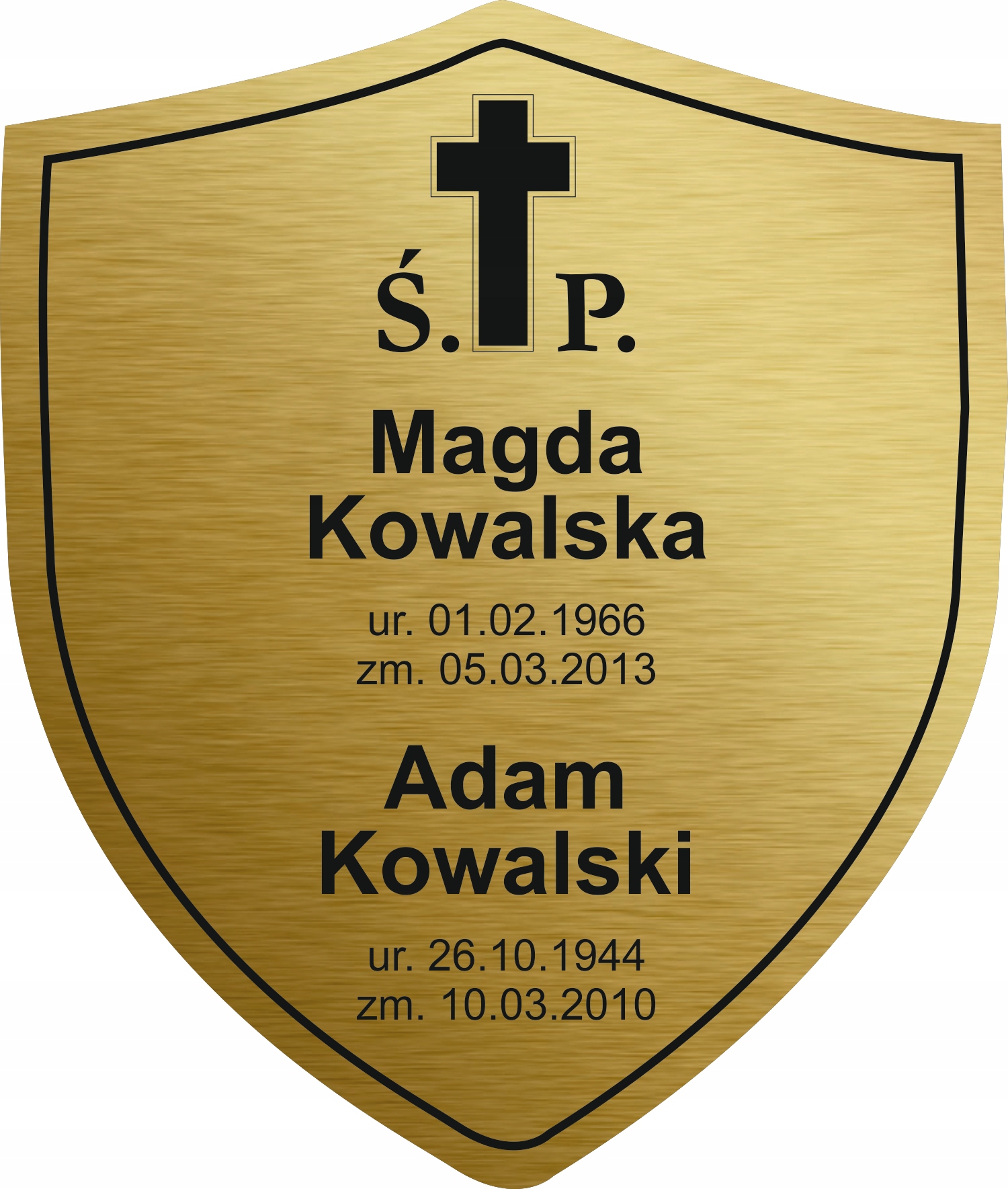Tablica nagrobna tabliczka na KRZYŻ GRÓB ŚP