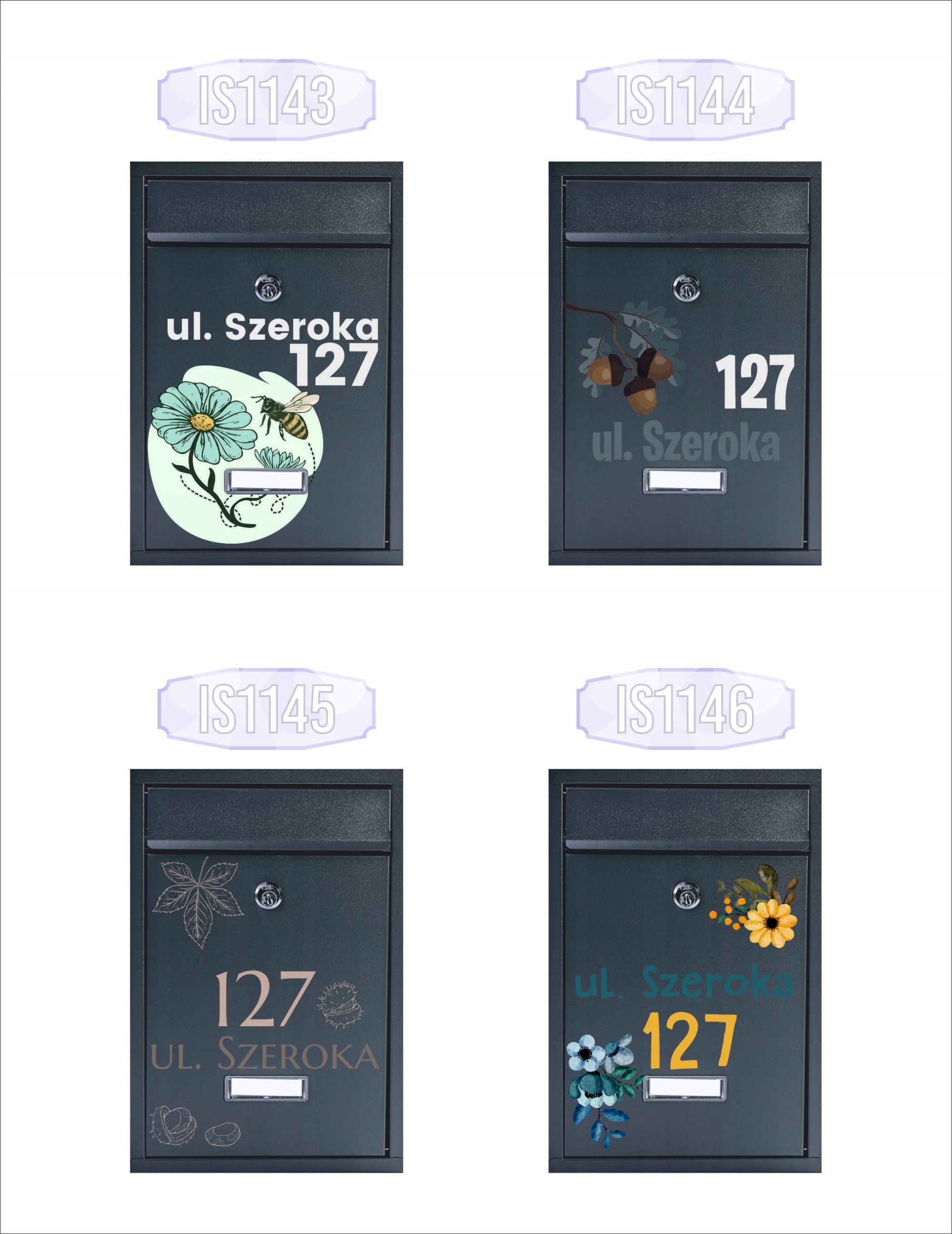 SKRZYNKA NA LISTY POCZTOWA stal z nadrukiem UV adres numer domu miejscowość