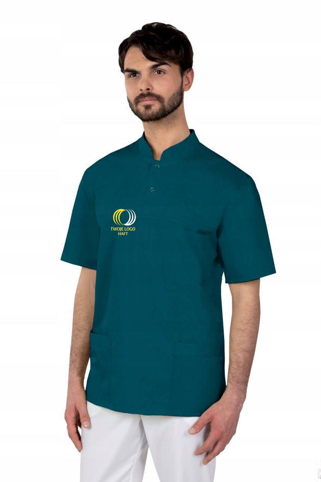 Bluza medyczna męska krótki rękaw z HAFTEM z TWOIM LOGO NAPISEM