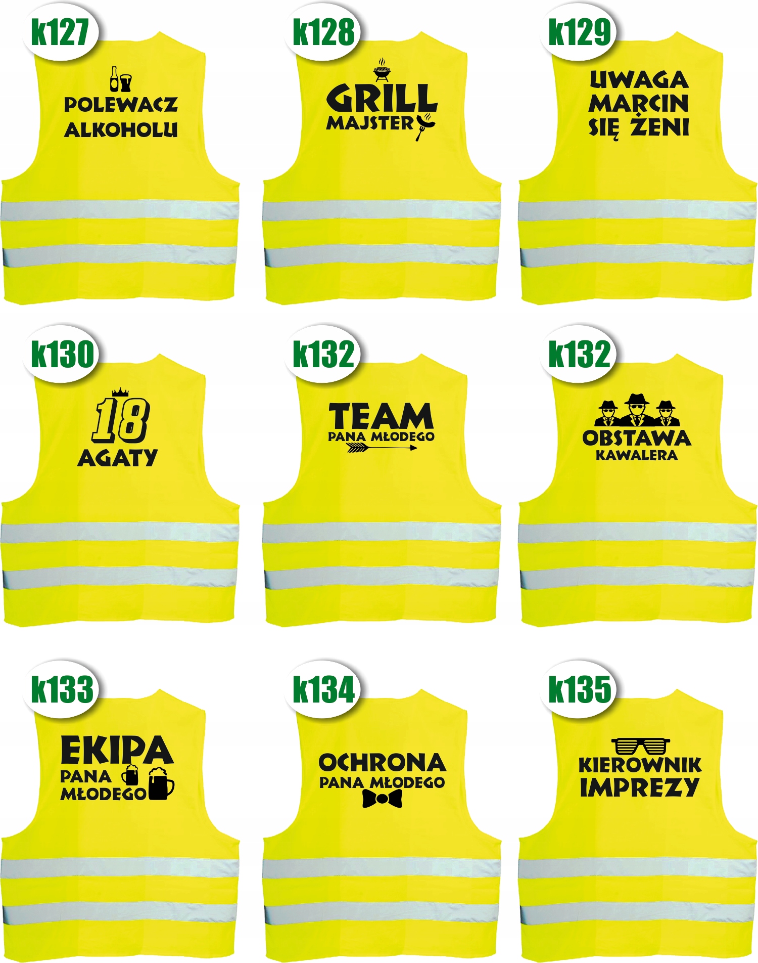 KAMIZELKA ODBLASKOWA z nadrukiem PAN MŁODY TOMEK