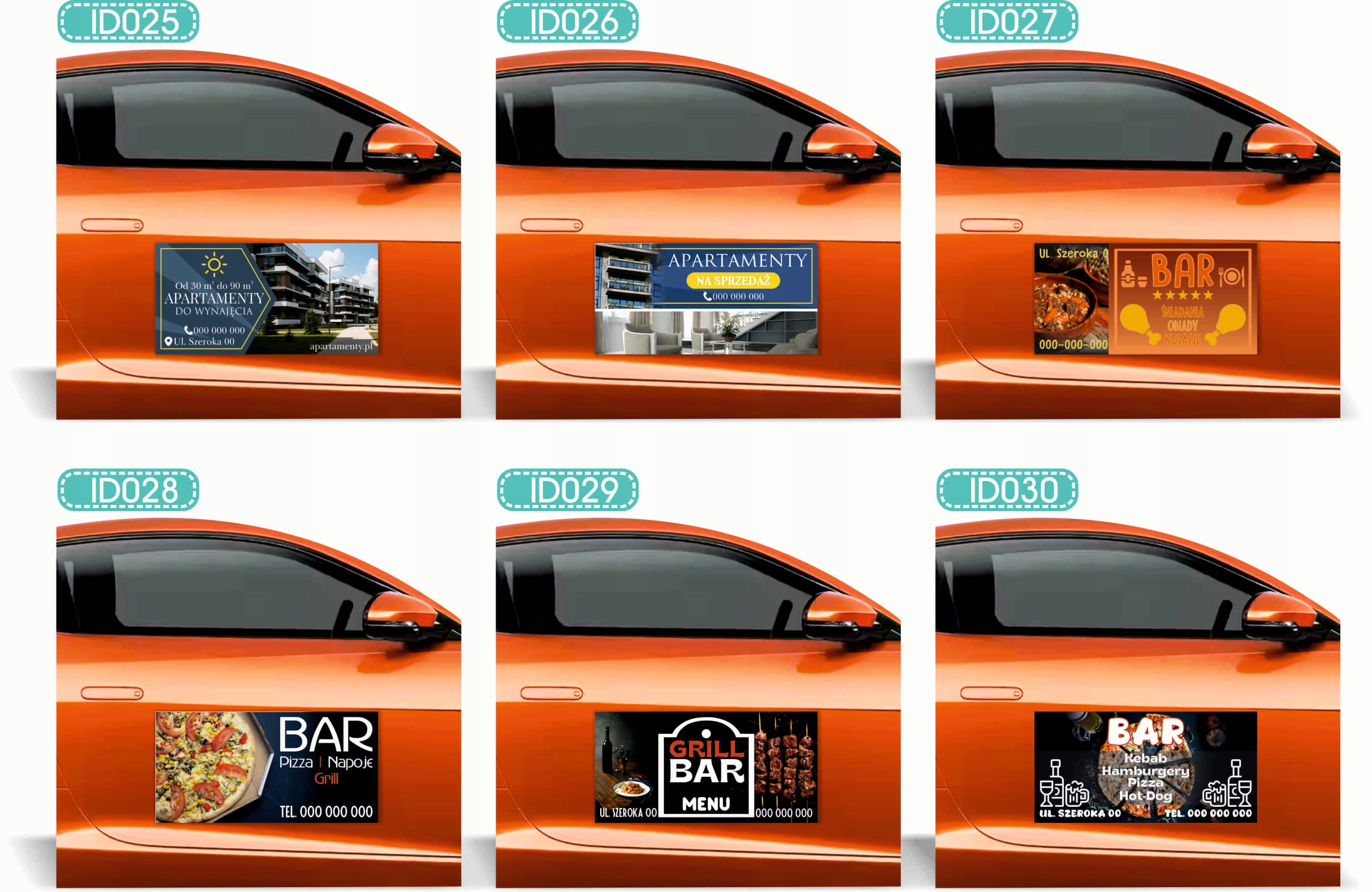 Magnes na samochód reklama magnetyczna 60x30 APARTAMENTY DO WYNAJĘCIA