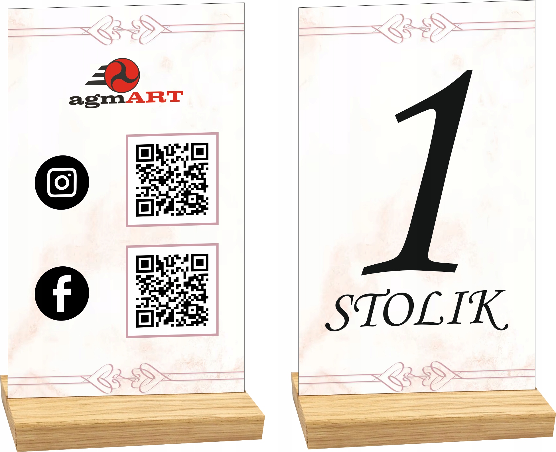 NUMER STOLIKA RESTAURACJA KOD QR LOGO z nadrukiem dużo wzorów