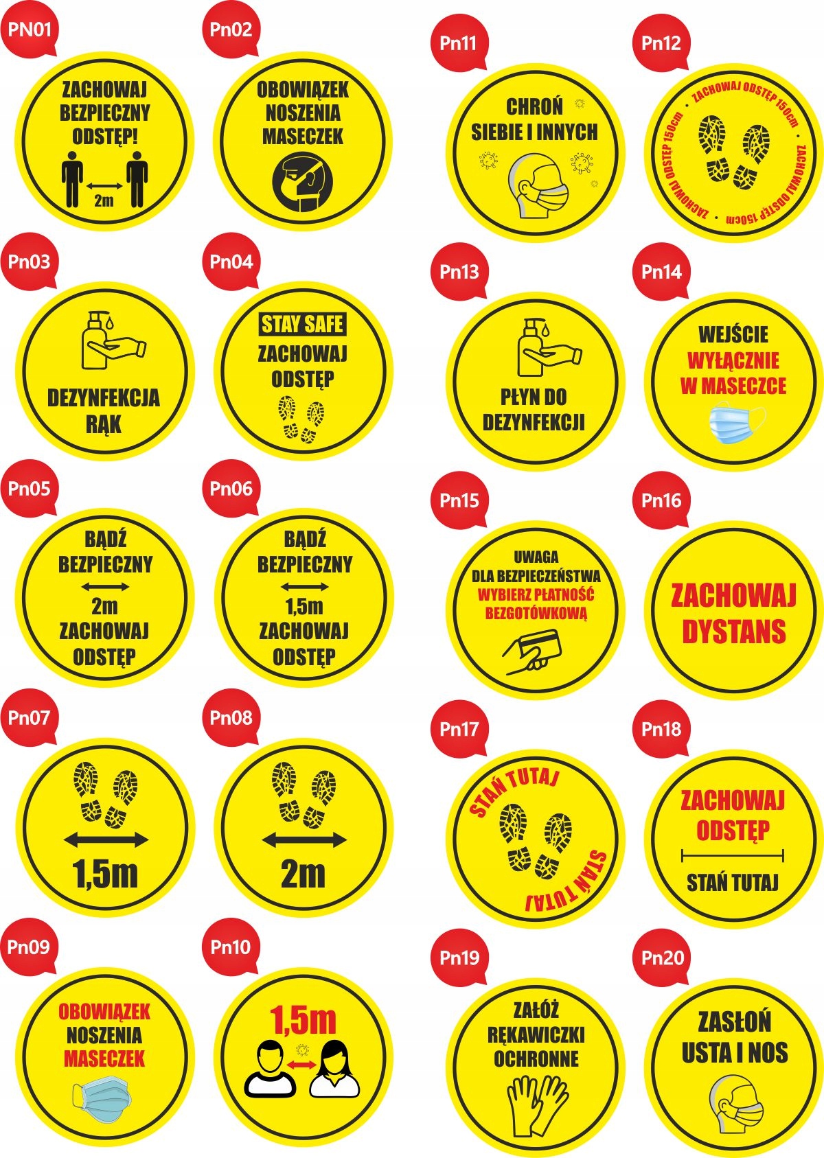 NAKLEJKA ostrzegawcza ZACHOWAJ DYSTANS ODLEGŁOŚĆ