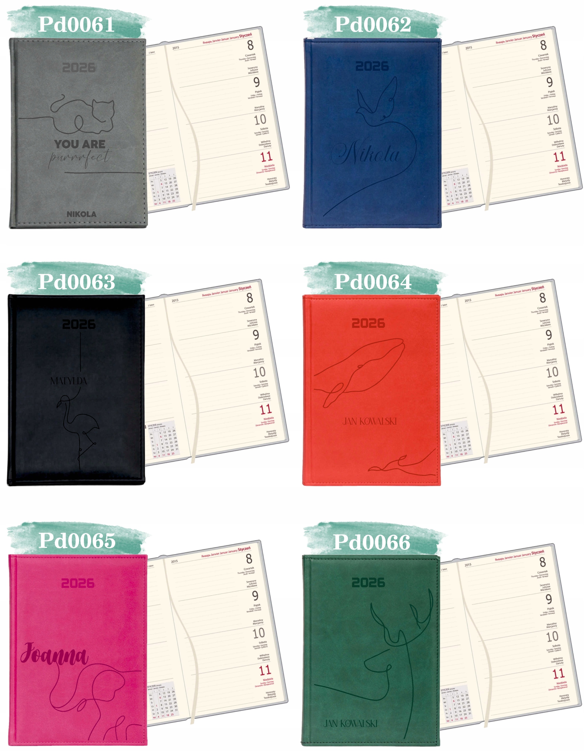 Kalendarz A6 2026 TYGODNIOWY KIESZONKOWY z grawerem prezent Z IMIENIEM