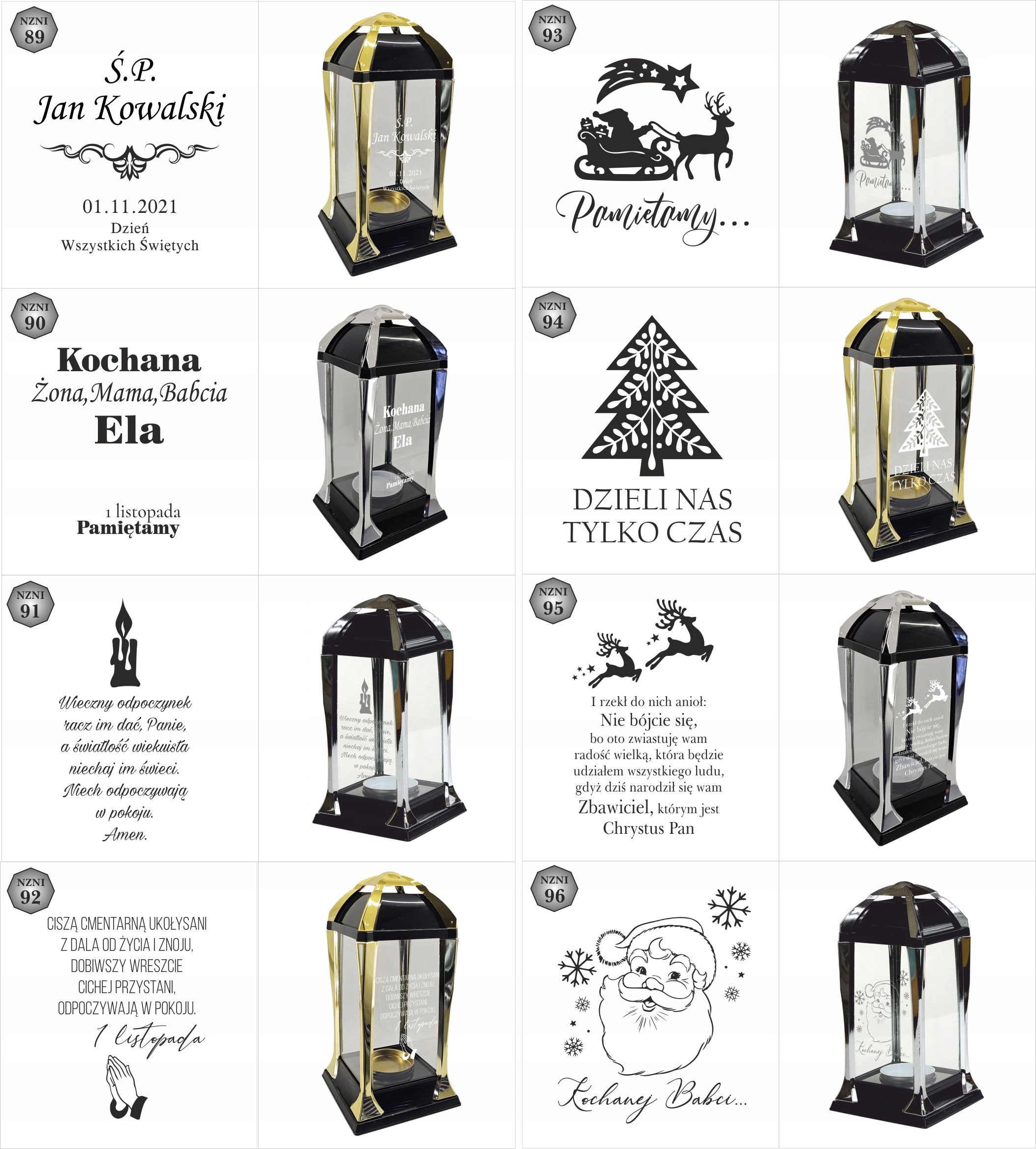 Znicz personalizowany świąteczny elegancka latarenka z grawerem