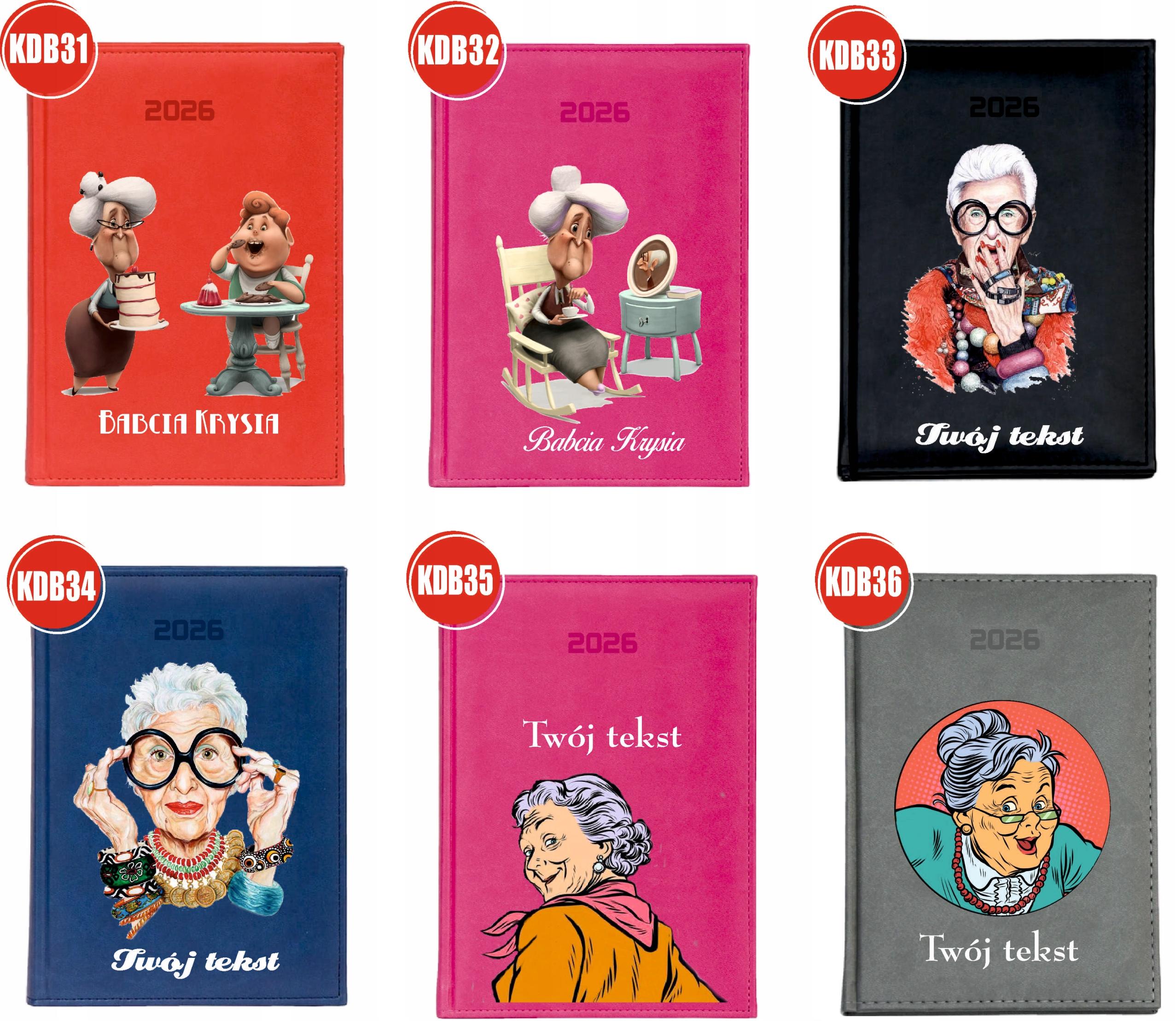 KALENDARZ A6 2026 TYGODNNIOWY KSIĄŻKOWY PERSONALIZOWANYNA DZIEŃ BABCI