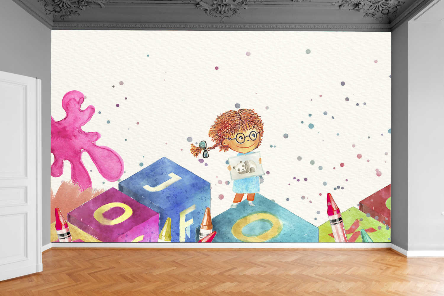 Fototapeta KREDKI ALFABET KLOCKI 3D 300x210