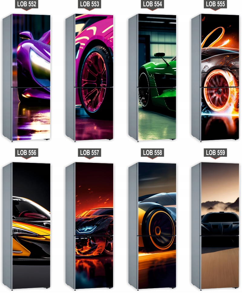 Naklejka samoprzylepna okleina na lodówkę 210x70 cm wyścigi samochodowe