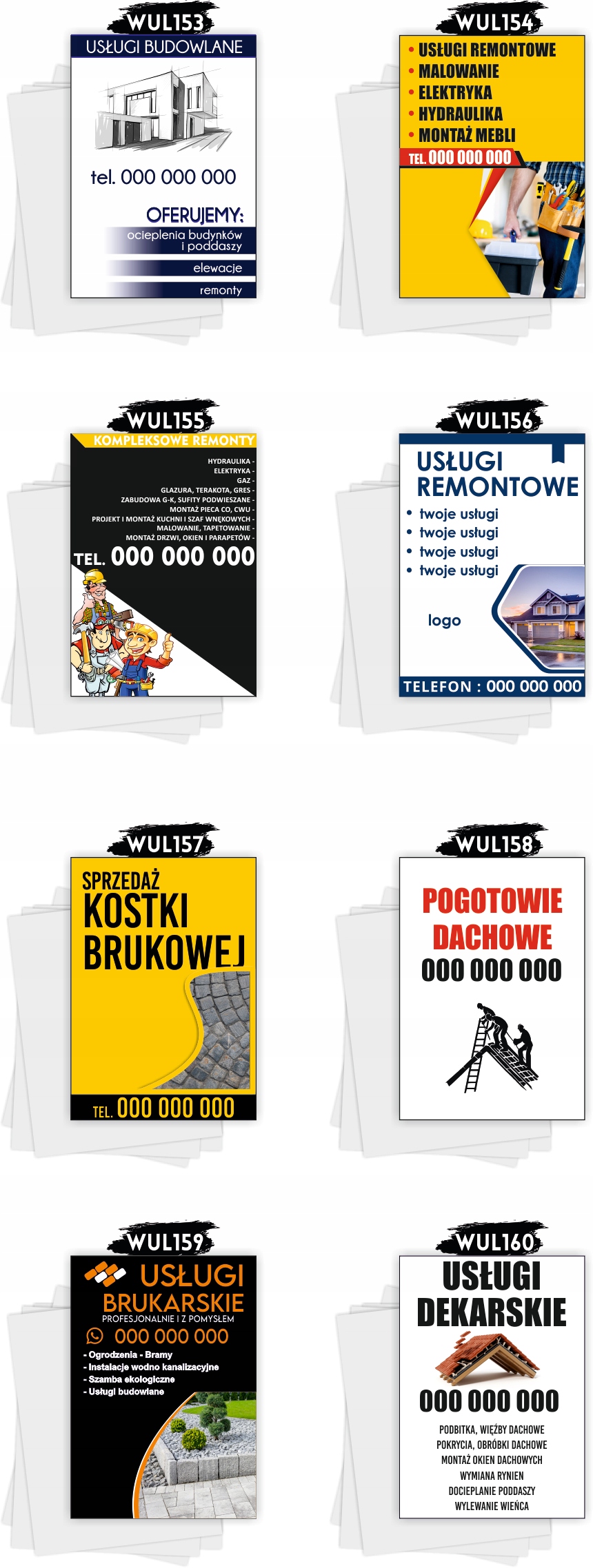 Ulotki A4 reklamowe firmowe 5000 szt różne wzory USŁUGI BUDOWLANE