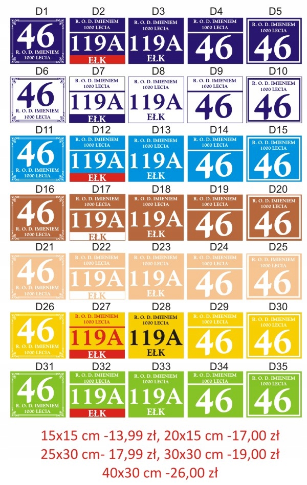 TABLICA ADRESOWA tabliczki adresowe numer domu