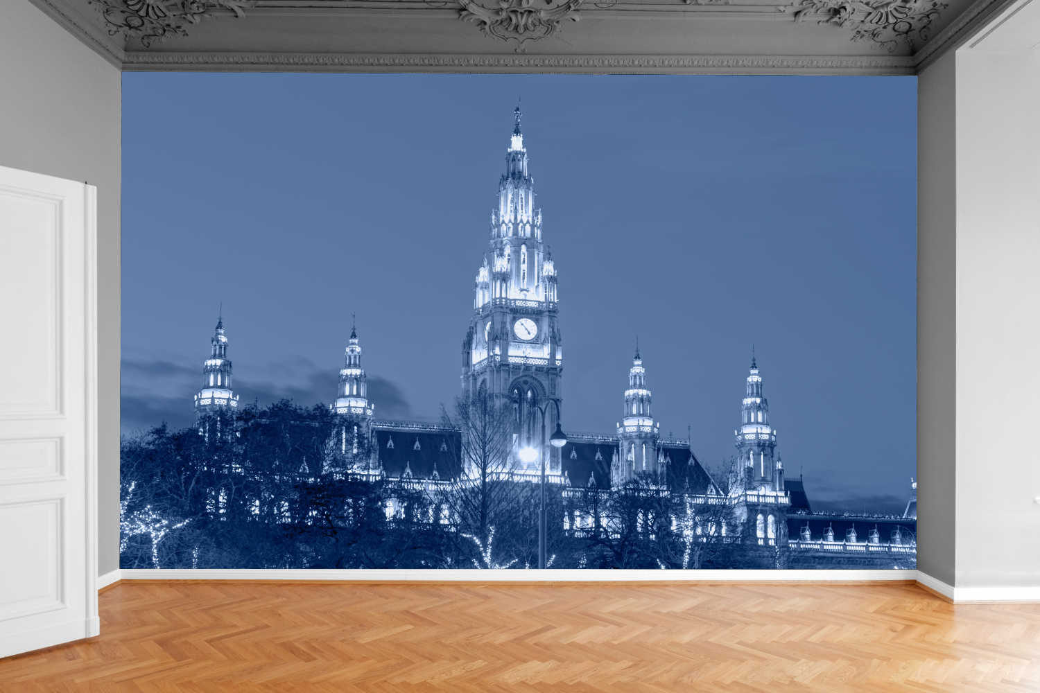 Fototapeta WIDOK NA MIASTO NOCĄ WIEDEŃ SZAROŚCI