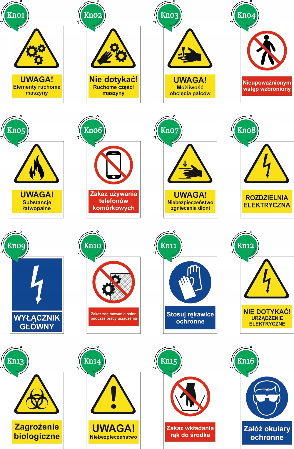 Naklejki na maszyny BHP UWAGA ELEMENTY RUCHOME MASZYNY - 10 szt.