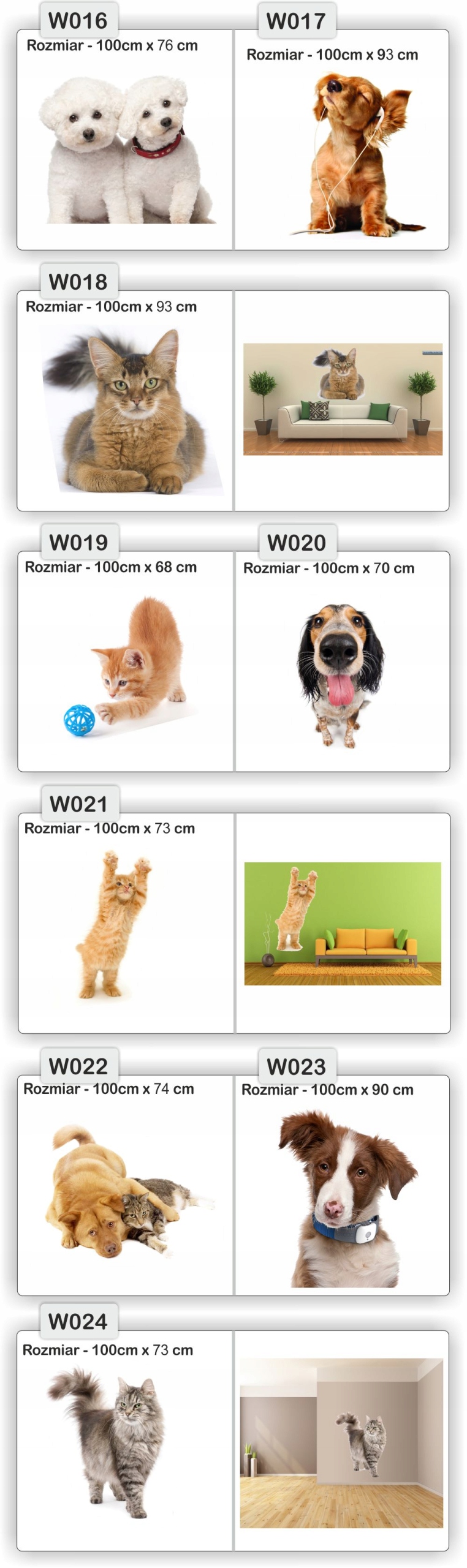 NAKLEJKA naklejki zwierzęta 120 cm koń psy koty