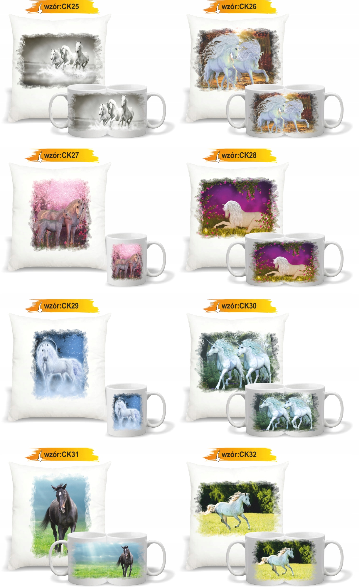 Zestaw PODUSZKA + KUBEK nadruk z KONIEM KOŃ IDEALNY PREZENT URODZINOWY