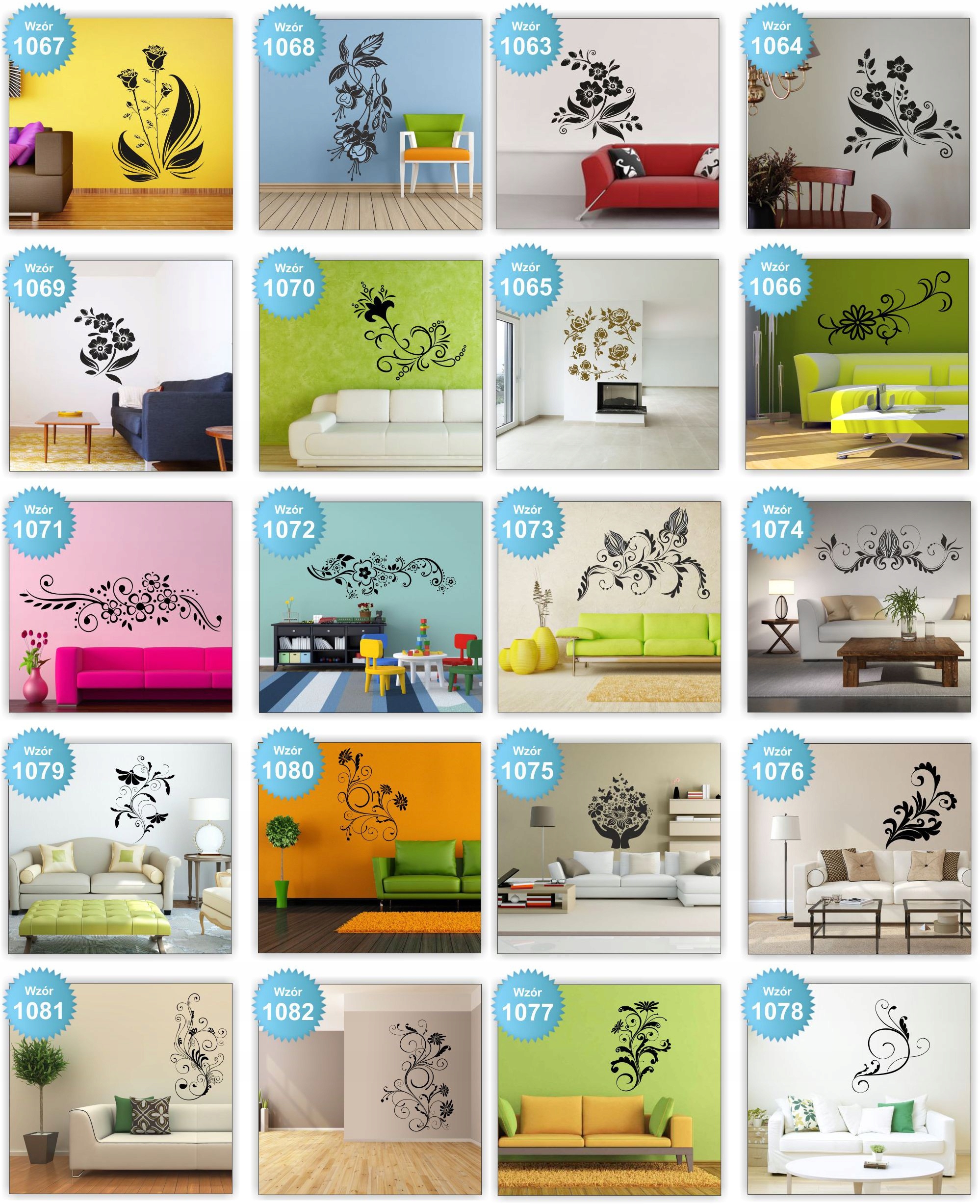 NAKLEJKI ścienne NAKLEJKA kwiaty floral ŚCIANĘ 120