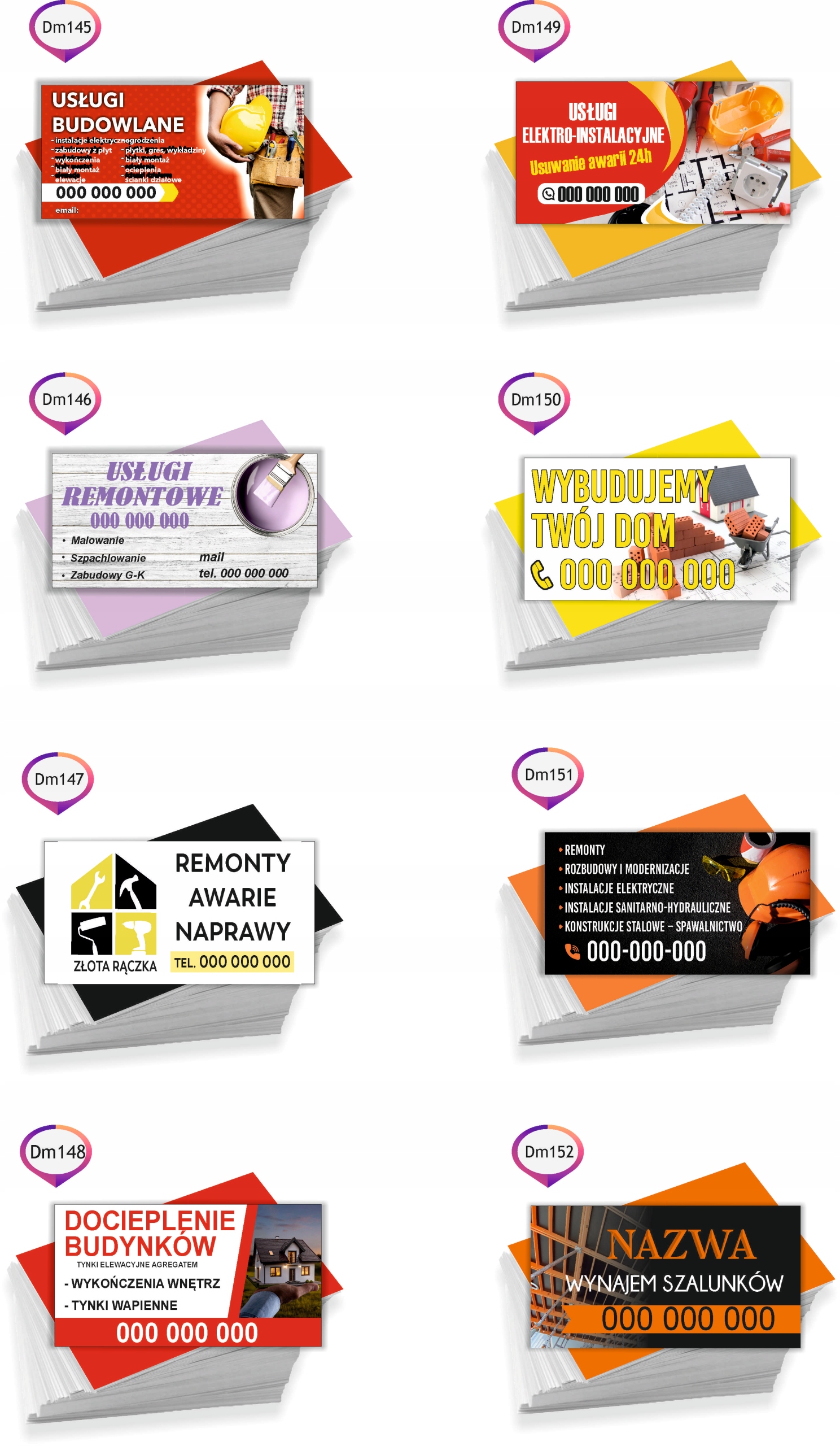 Wizytówki reklamowe 200 szt dużo wzorów DOCIEPLANIE BUDYNKÓW