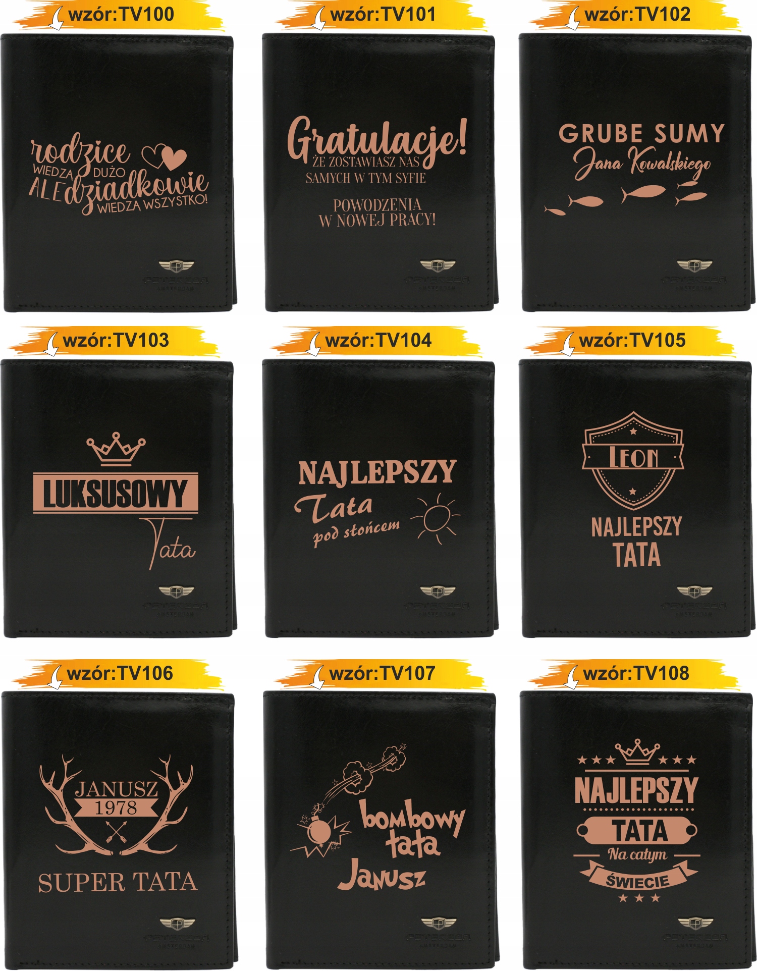 Portfel męski skórzany czarny GRAWEROWANY prezent dla kierowcy twój napis