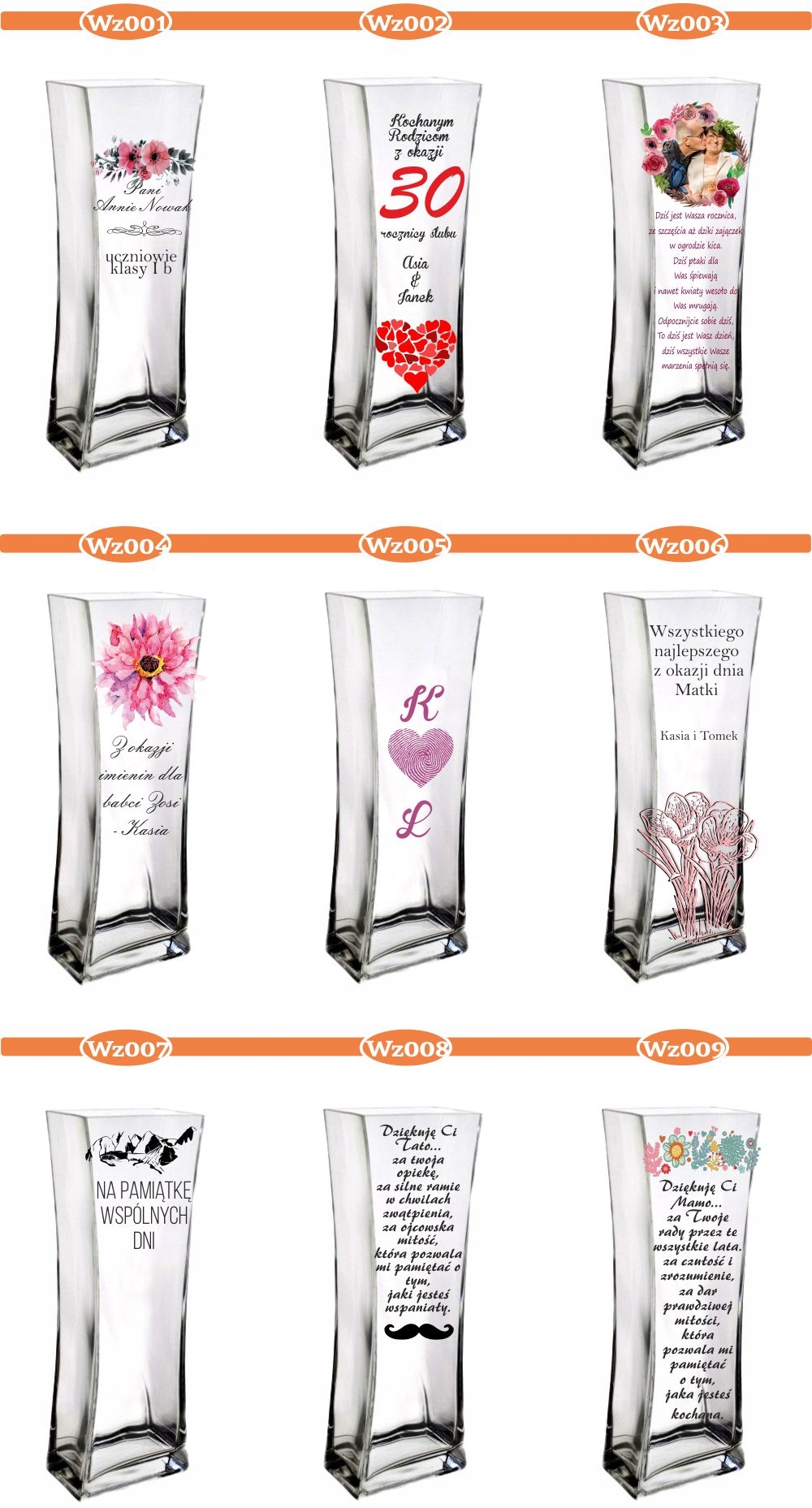 Elegancki wazon z nadrukiem dla babci i dziadka