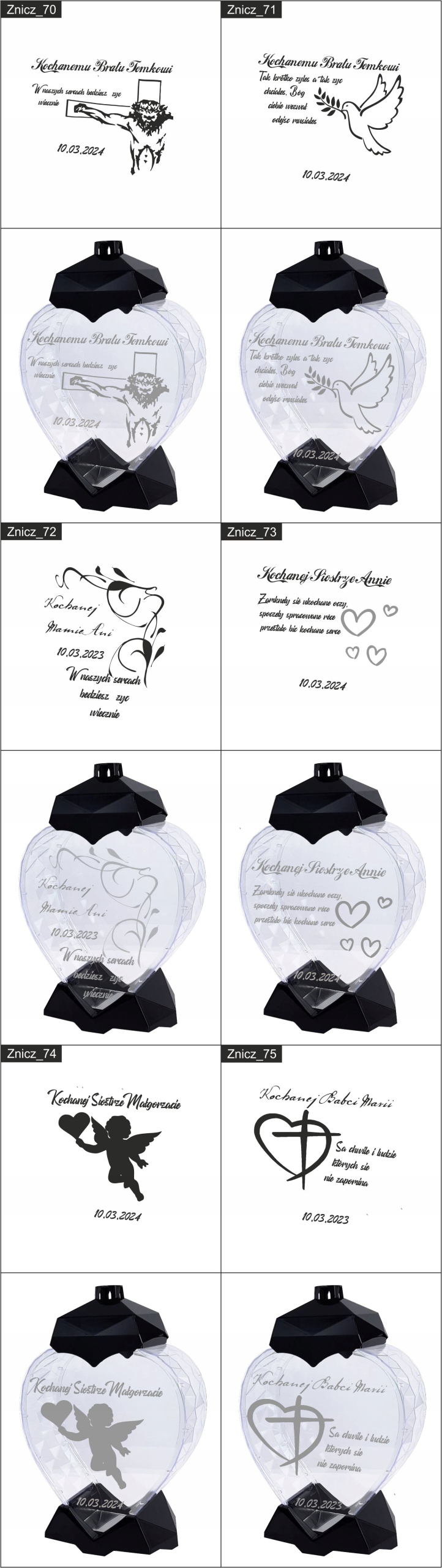 DUŻY ZNICZ Z GRAWEREM DEDYKACJA DLA kuzynki cioci