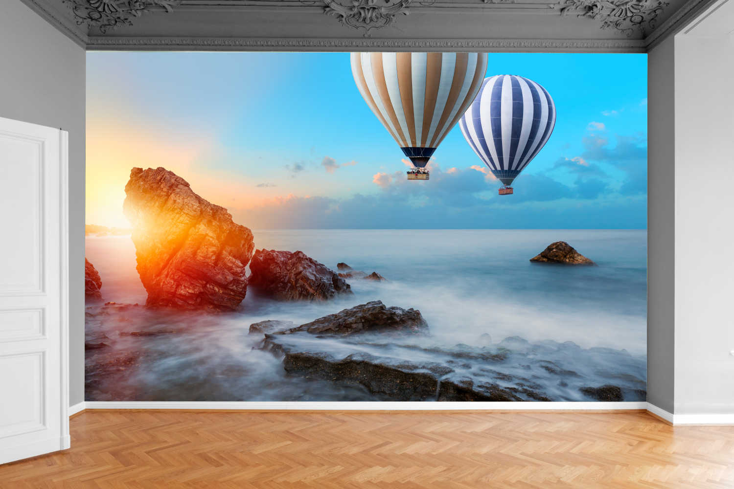 Fototapeta BALONY ZACHÓD SŁOŃCA PEJZAŻ 130x80