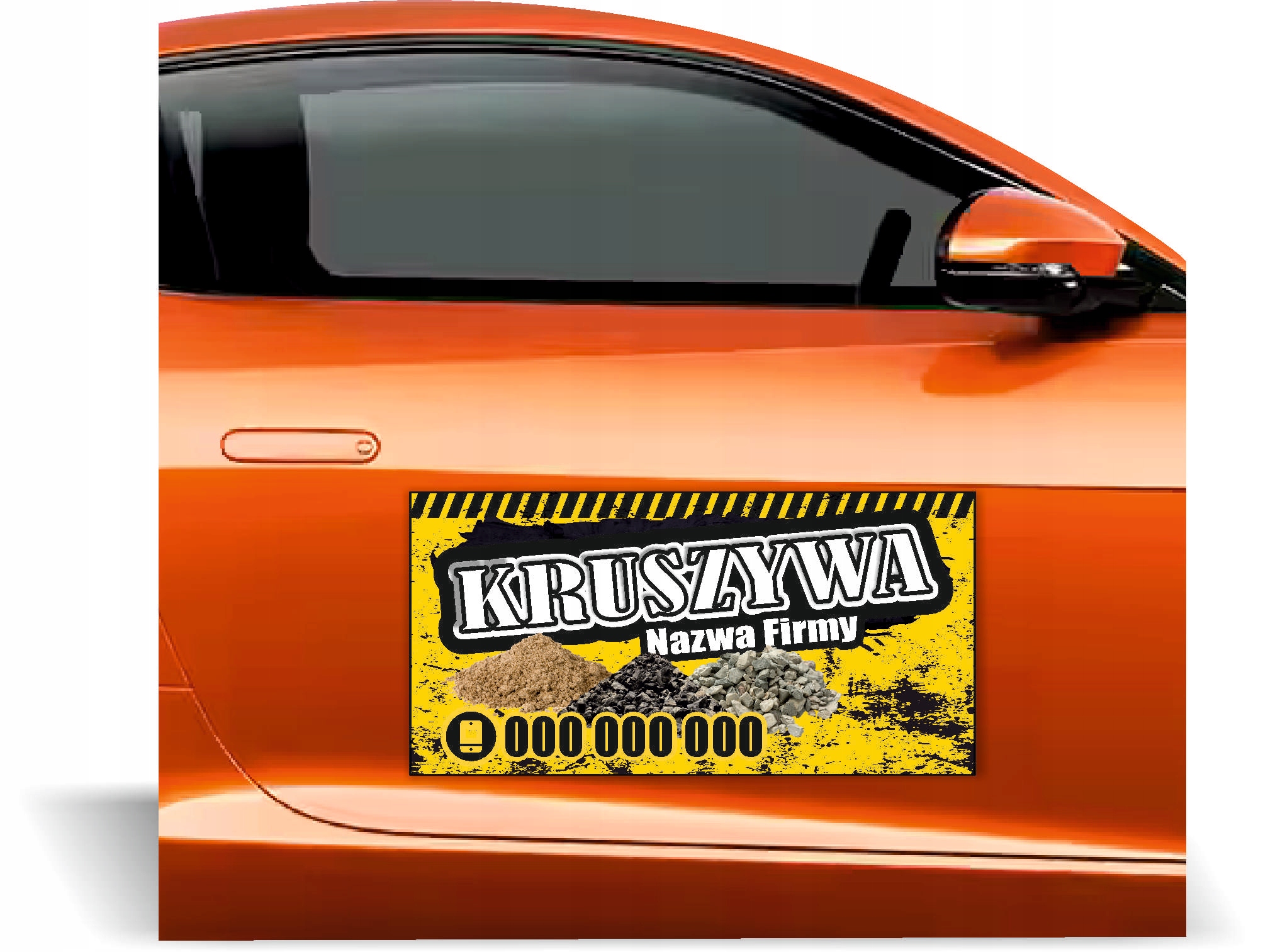 Magnes na samochód reklama magnetyczna 60x30 cm dużo wzorów KRUSZYWA