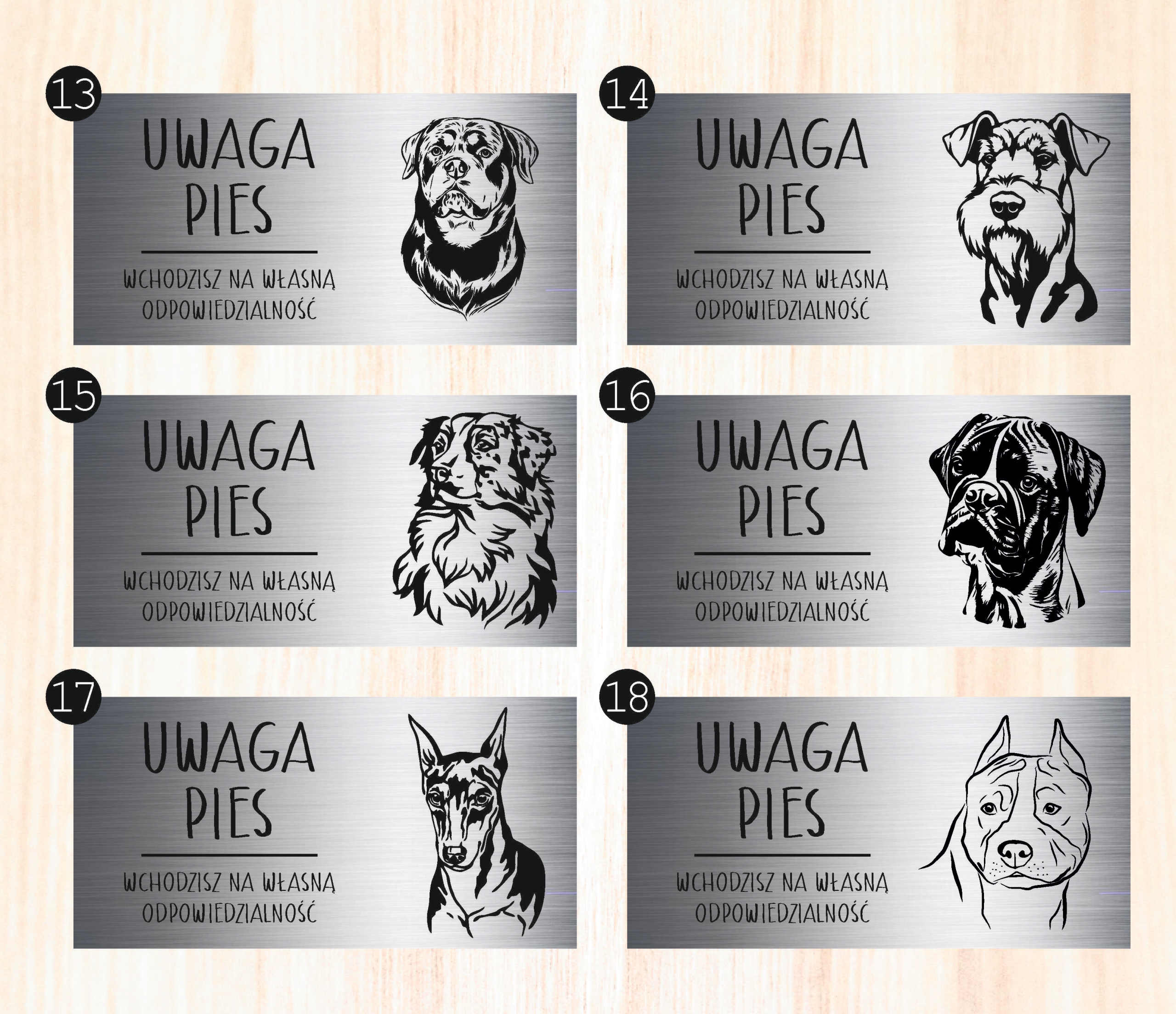 Tabliczka 20x10 cm UWAGA PIES Amerykański pitbuler LAMINAT Z GRAWEREM