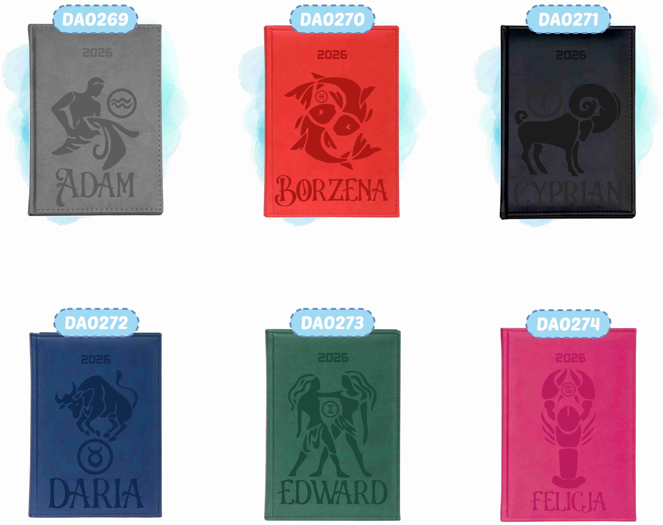STYLOWY kalendarz znak zodiaku RYBY A4 2026 KSIĄŻKOWY TYGODNIOWY grawer