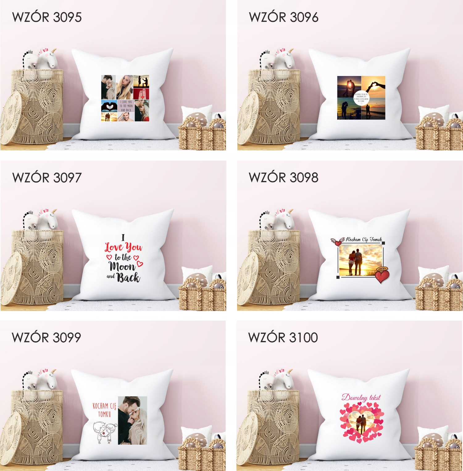 Poduszka z imieniem napis WALENTYNKI KOCHAM CIĘ