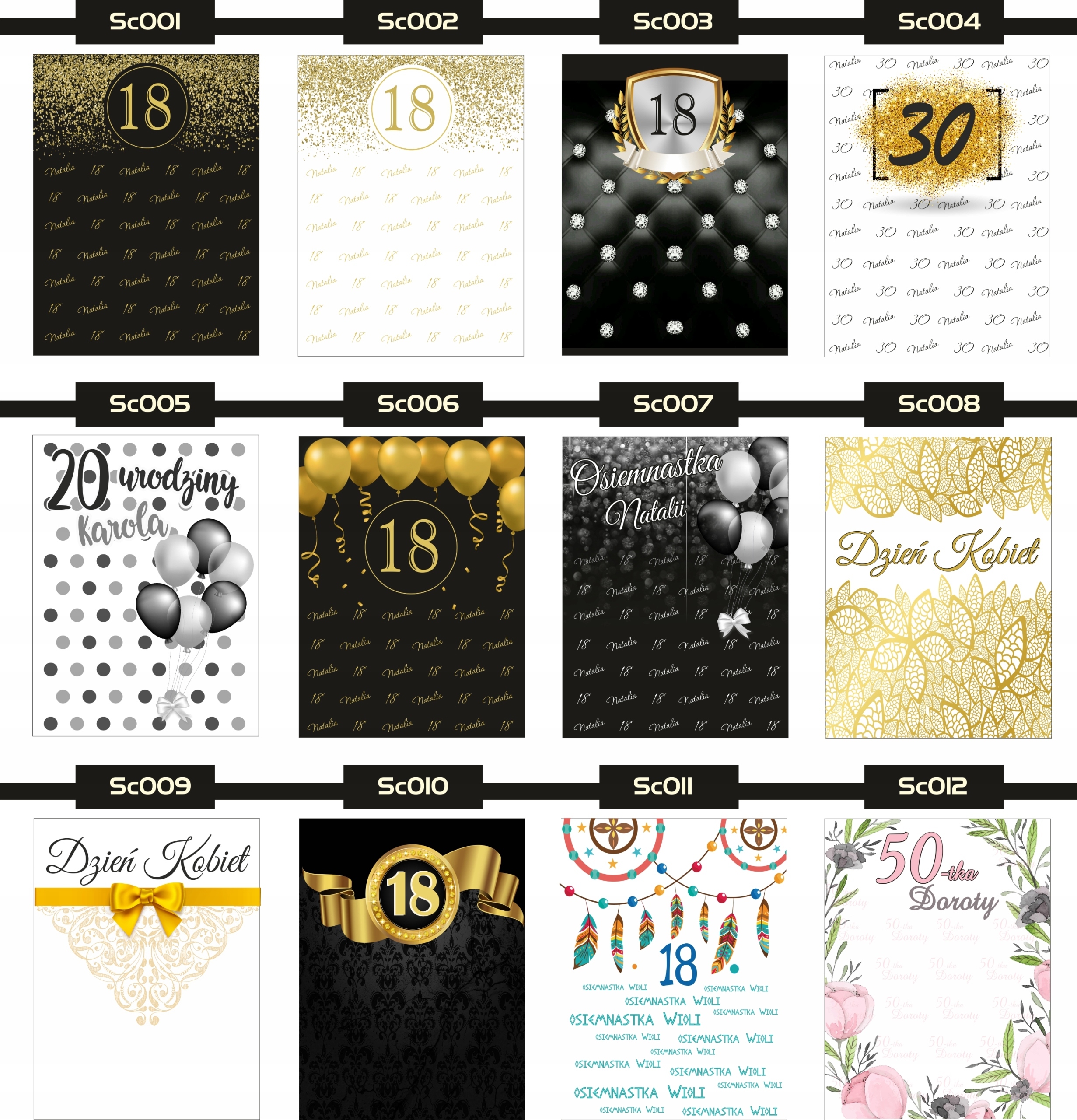 TŁO FOTOGRAFICZNE ścianka do zdjęć 18stka urodziny