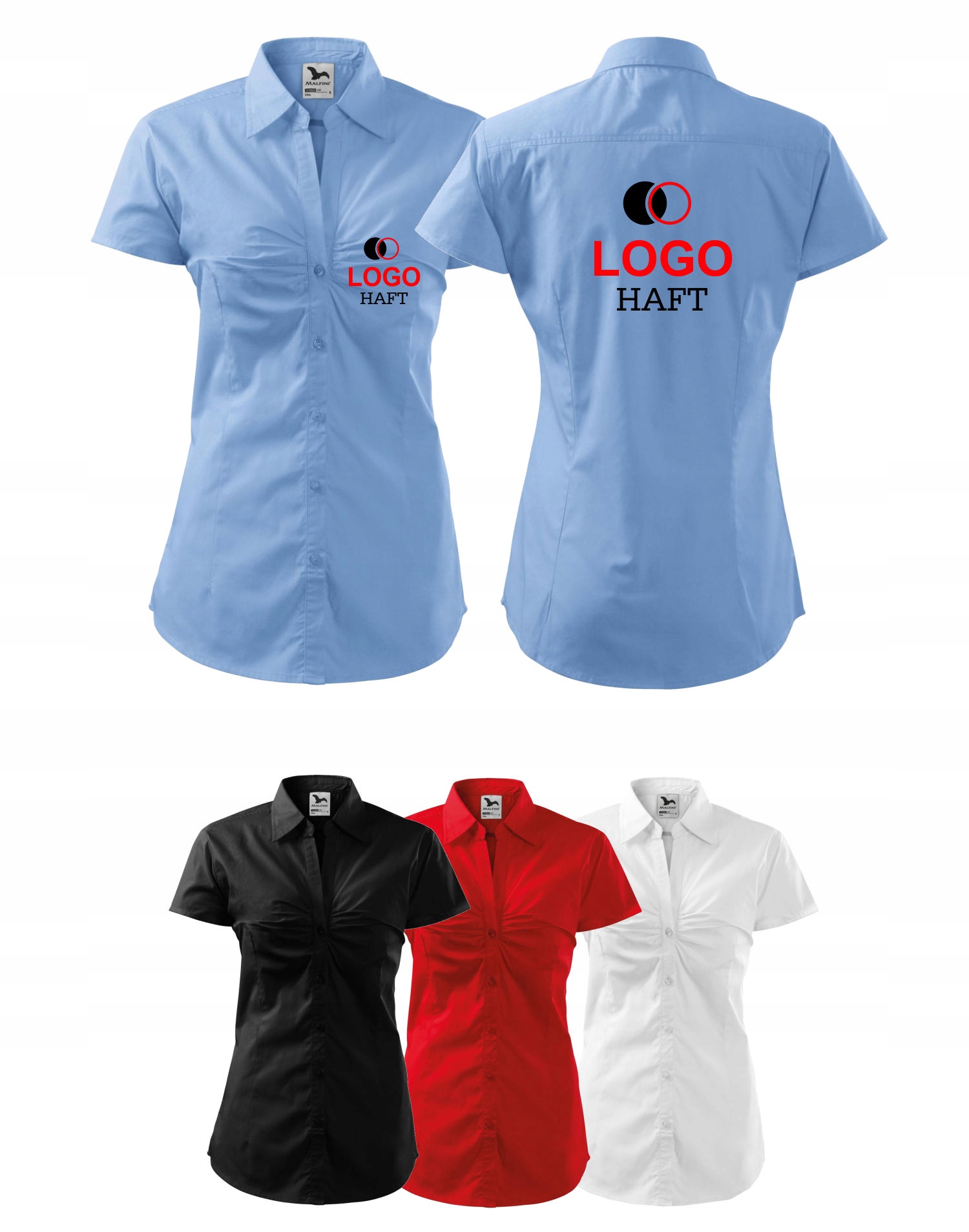 Koszula FIRMOWA BIUROWA z logo nadrukiem HAFTEM