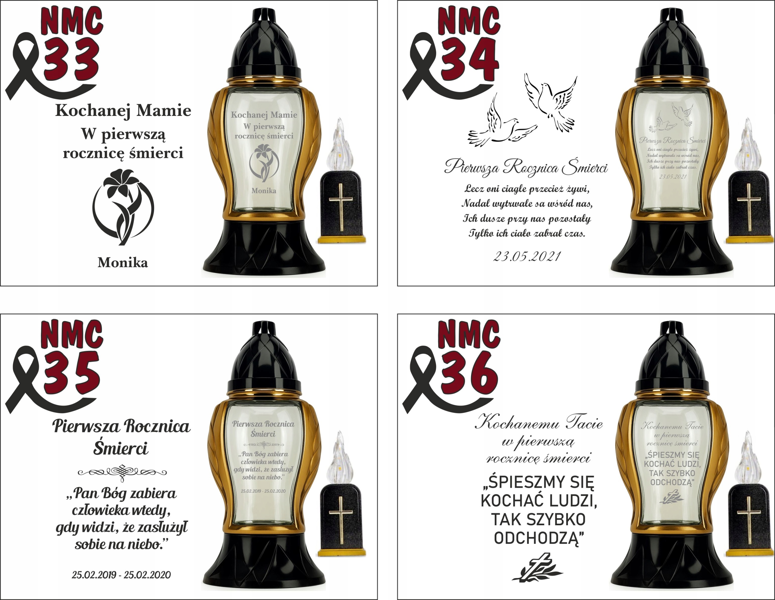 Ozdobny Znicz z Twoim grawerem Napisem Personalizowany dla dziadka