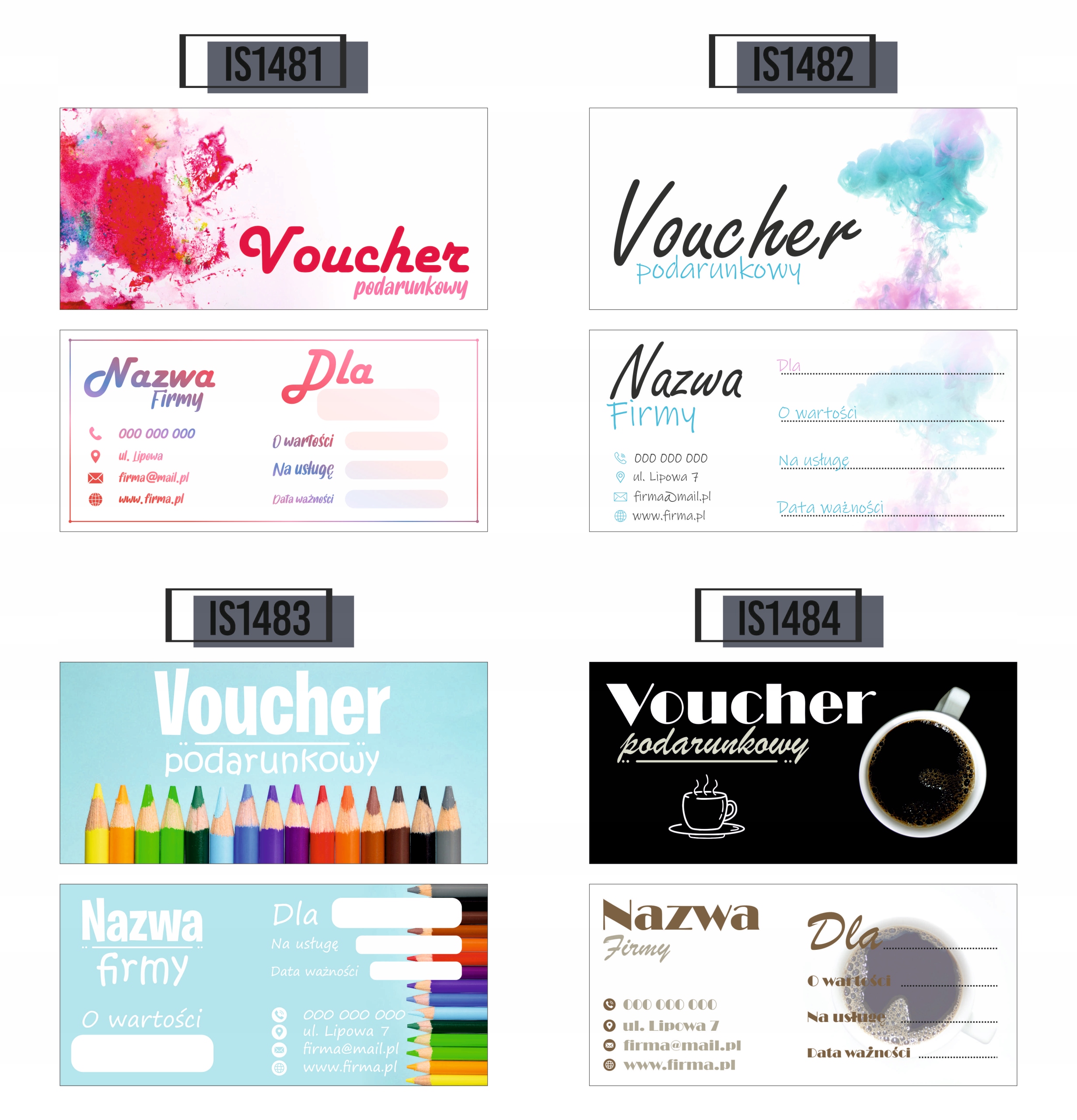 VOUCHERY PODARUNKOWE na zakupy lub usługi 60 szt. GOTOWY PROJEKT