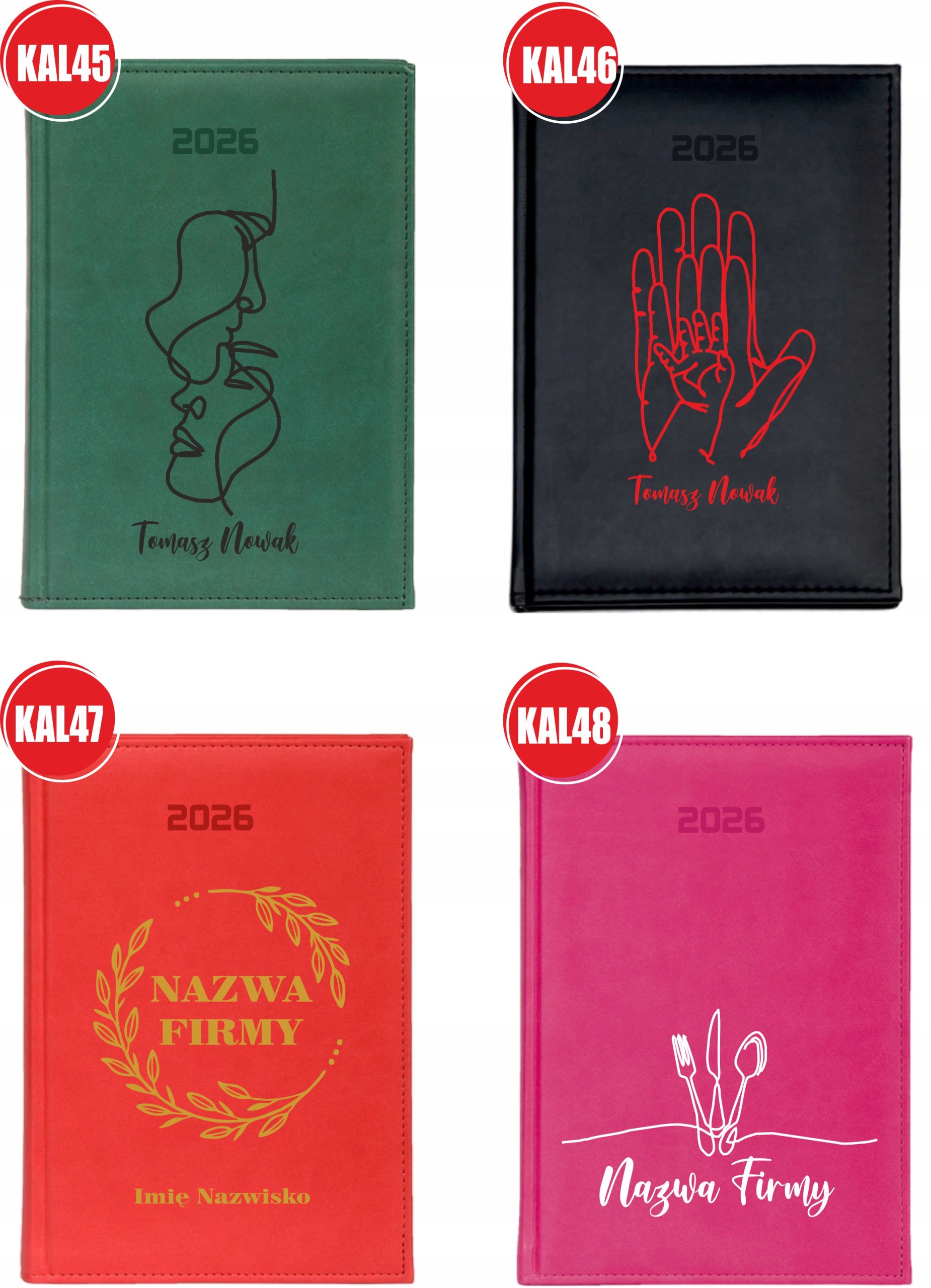 KALENDARZ A4 2026 DZIENNY terminarz z nadrukiem UV PLANER PREZENT + IMIĘ