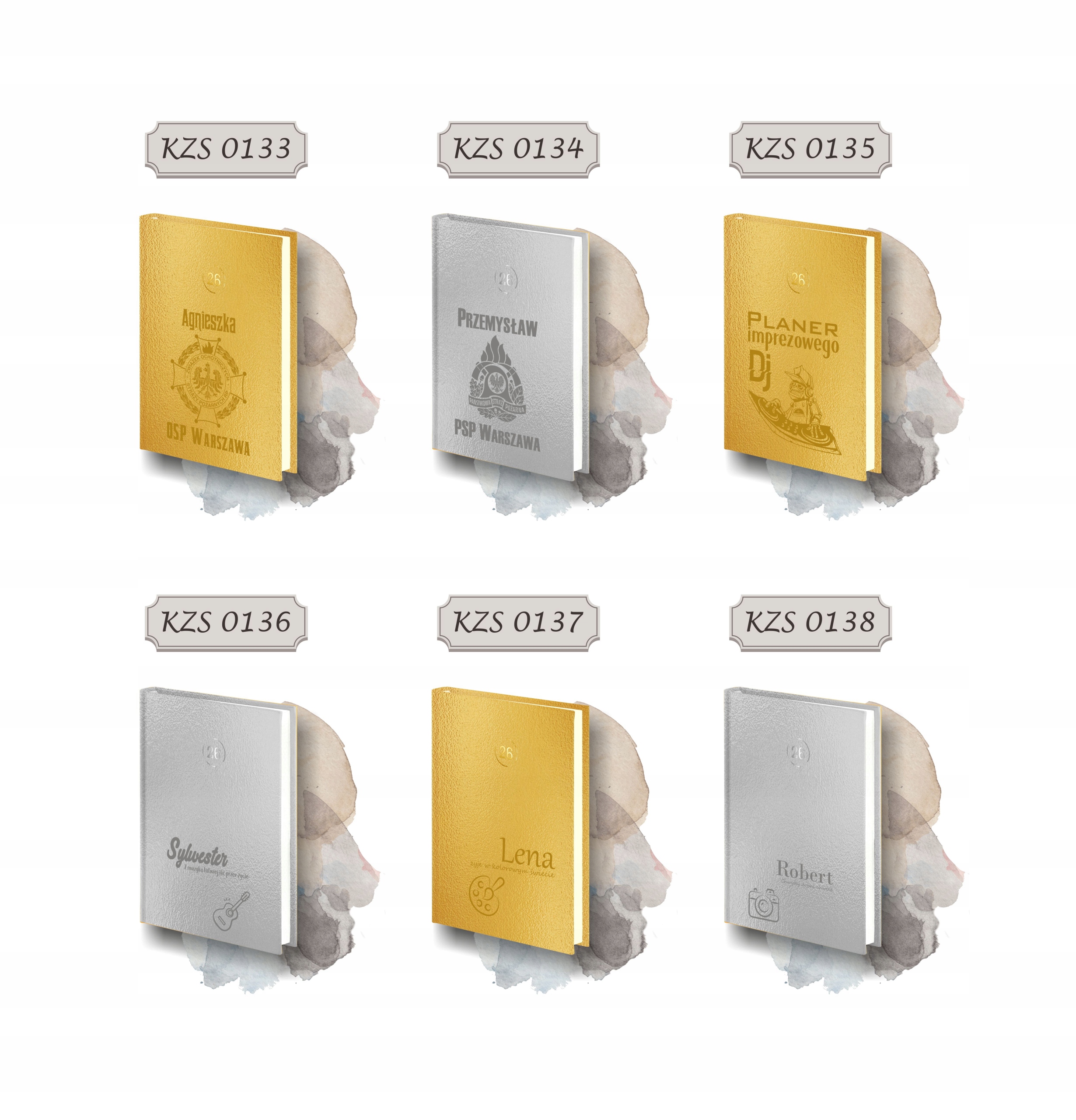 PLANER z imieniem kalendarz dzienny A4 2026 złoty srebrny z grawerem