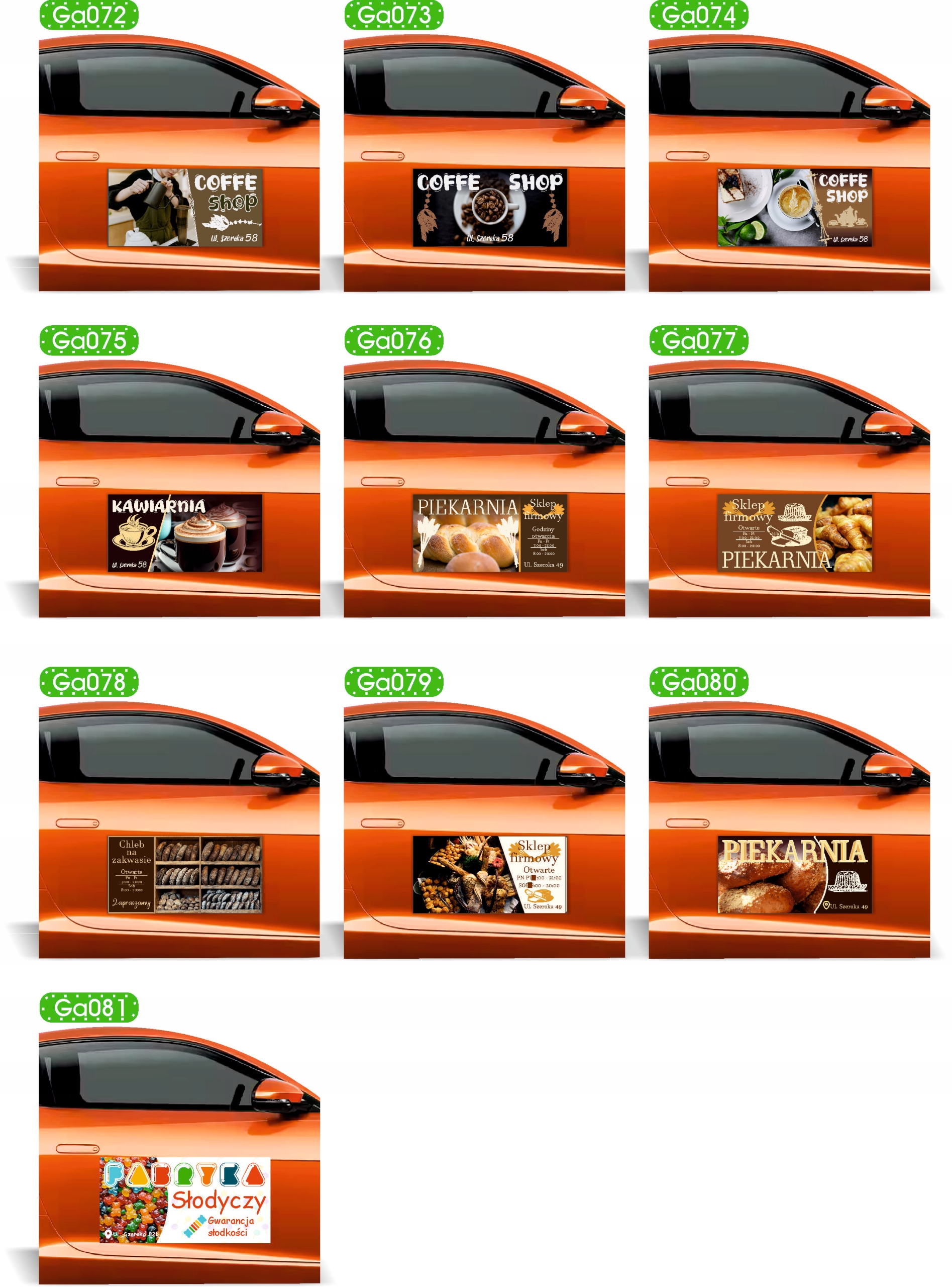 Magnes na samochód reklama magnetyczna 60x30 LODY AMERYKAŃSKIE