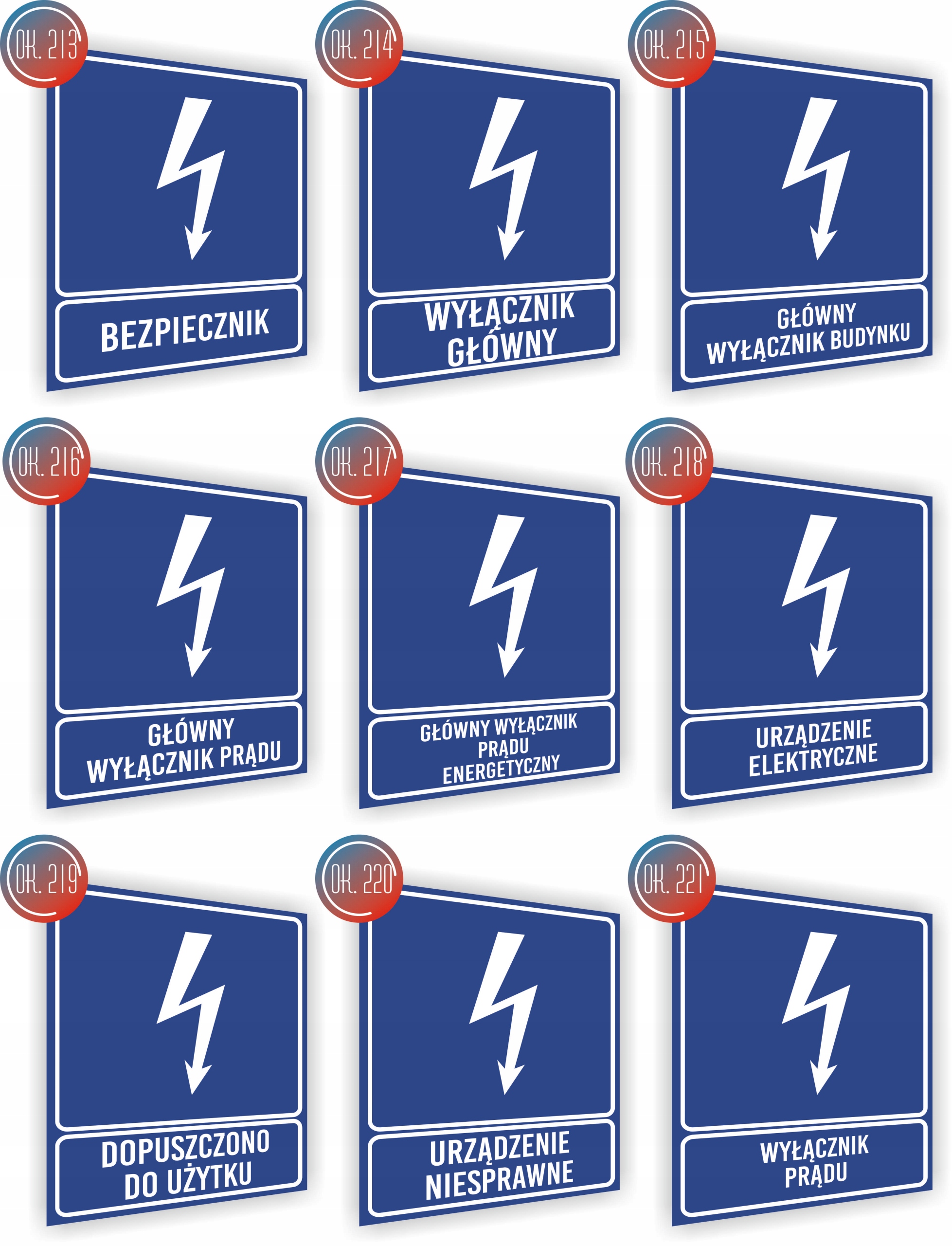Tabliczka informacyjna Wyłącznik nadruk 20x15 cm dużo wzorów