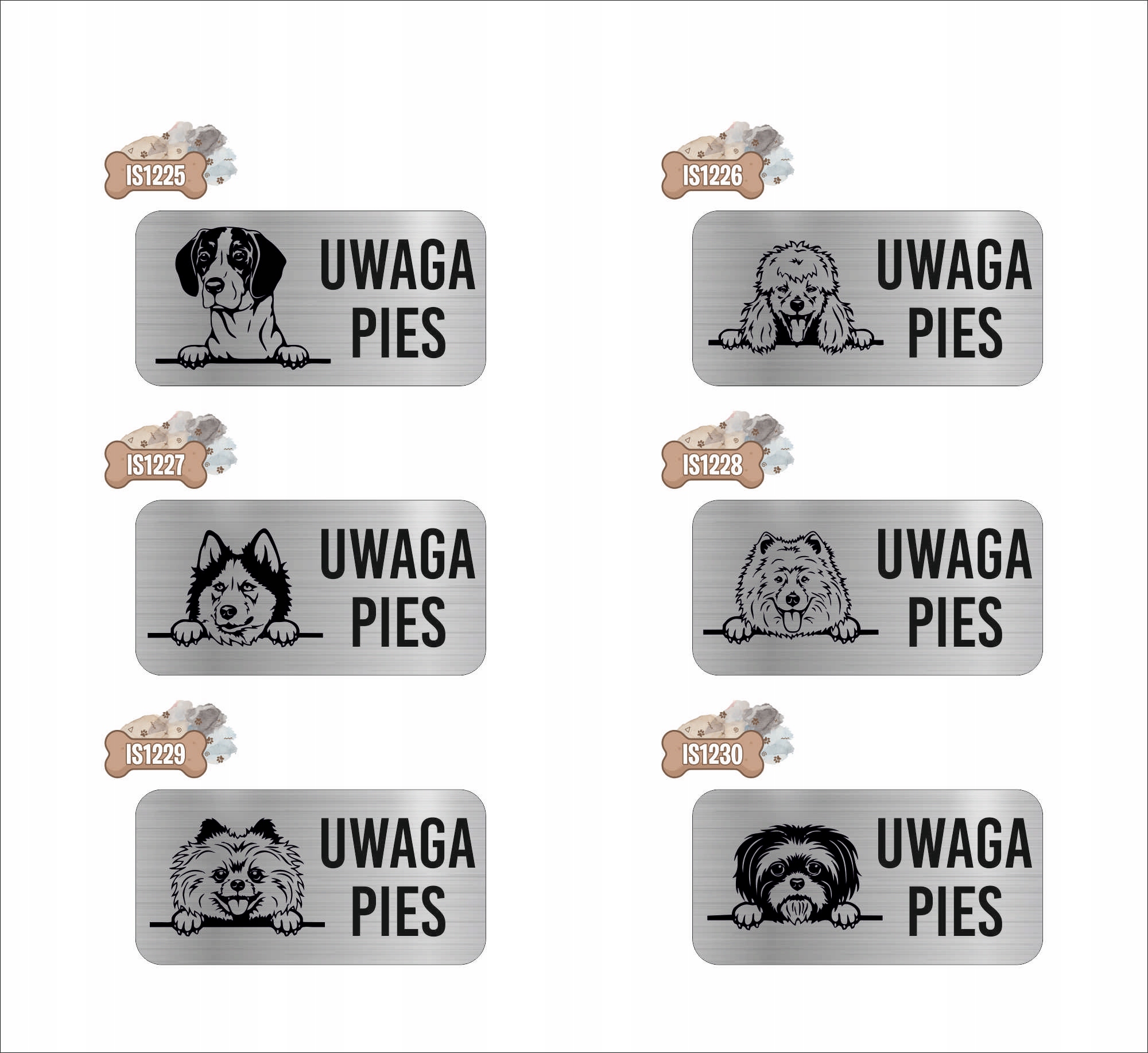 GRAWER Tabliczka nierdzewna laminat 20x10 cm UWAGA PIES PUDEL PUDELEK