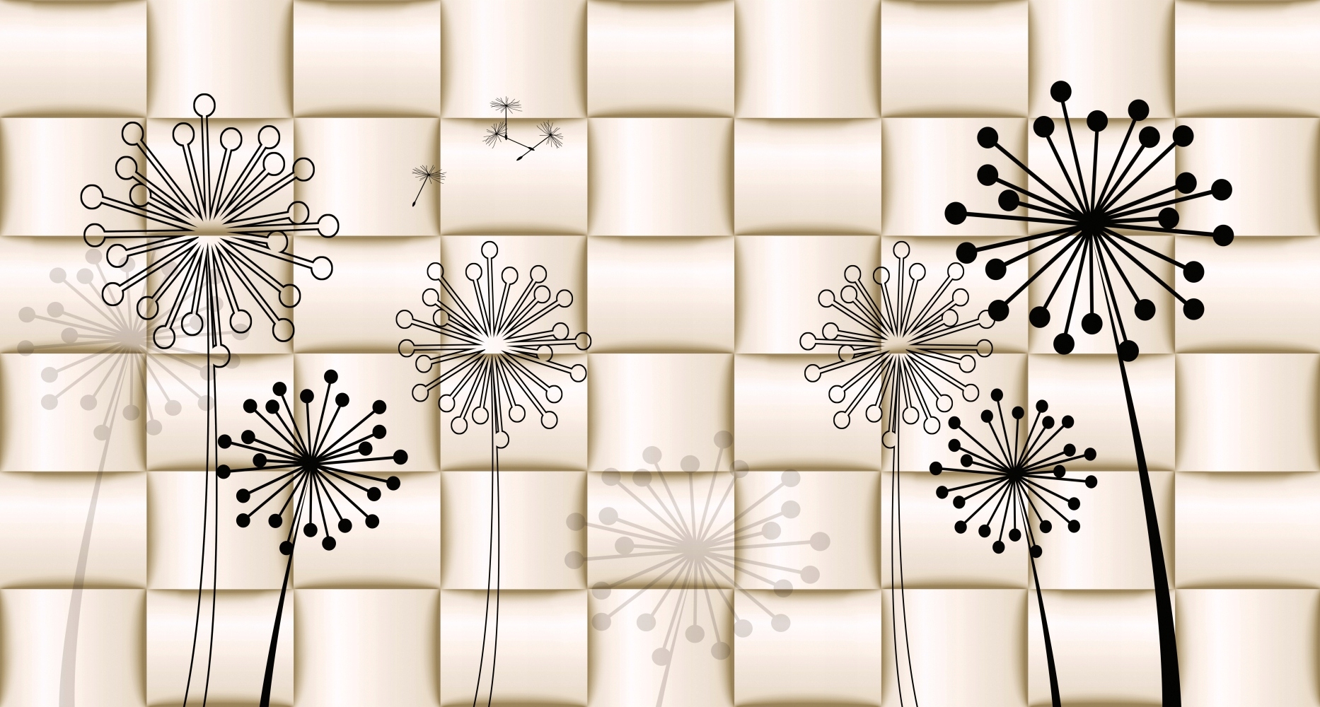 fototapeta KWIATY DMUCHAWCE PIKOWANE 3D 200x130