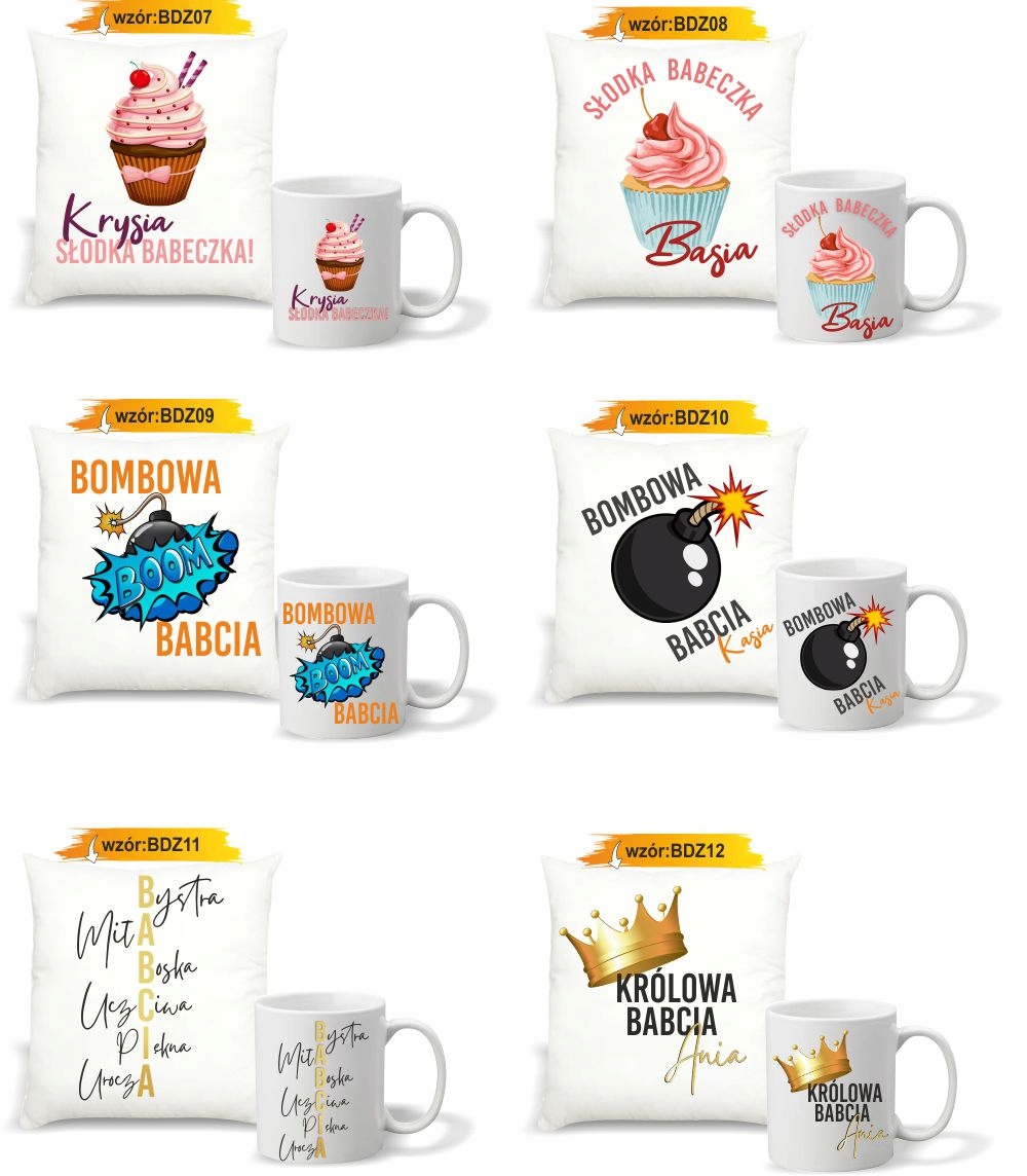 FOTO PODUSZKA KUBEK z życzeniami Dla BABCI DZIEŃ