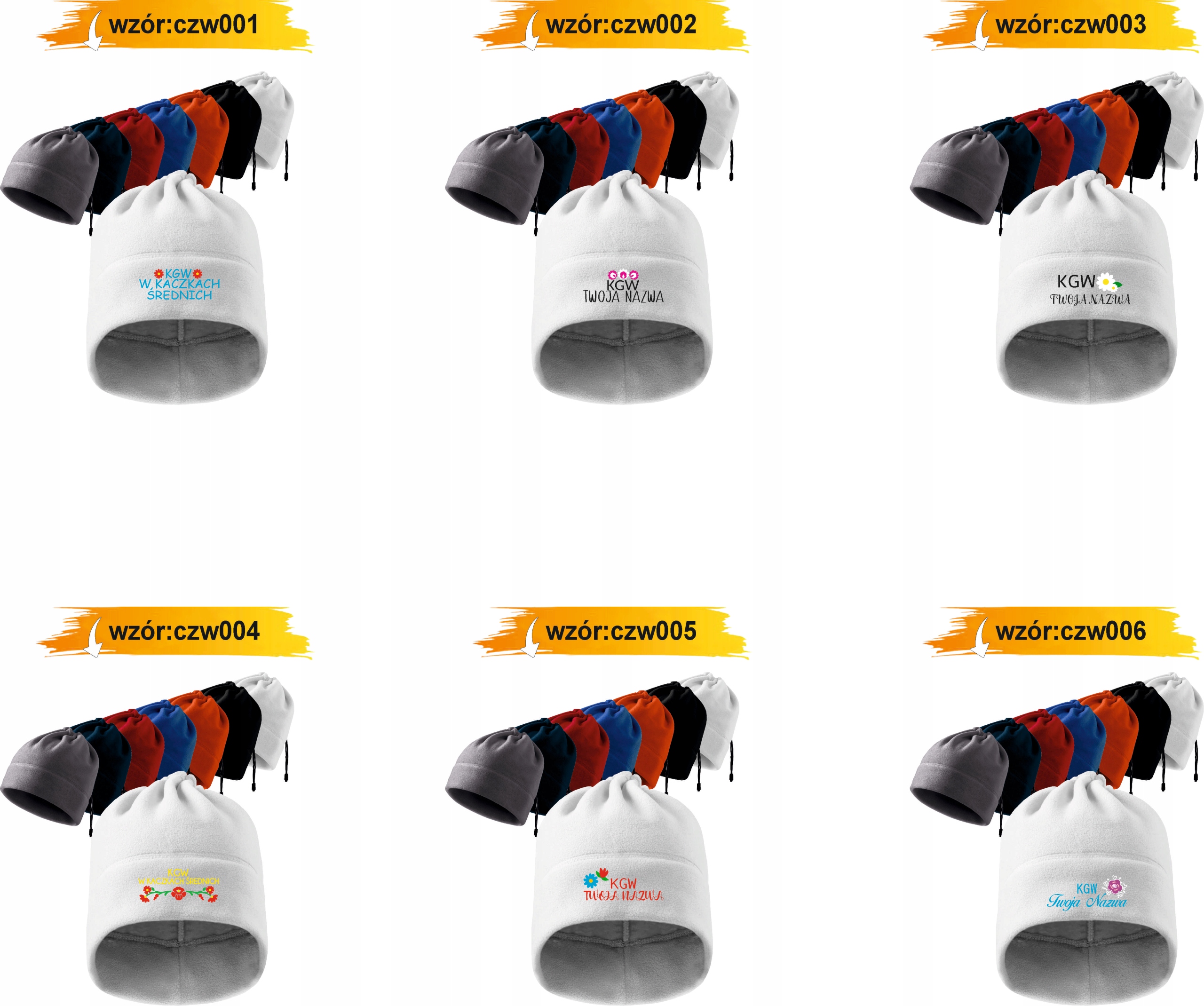 CZAPKA ZIMOWA Z DOWOLNYM HAFTEM koło gospodyń wiejskich + twój napis KGW