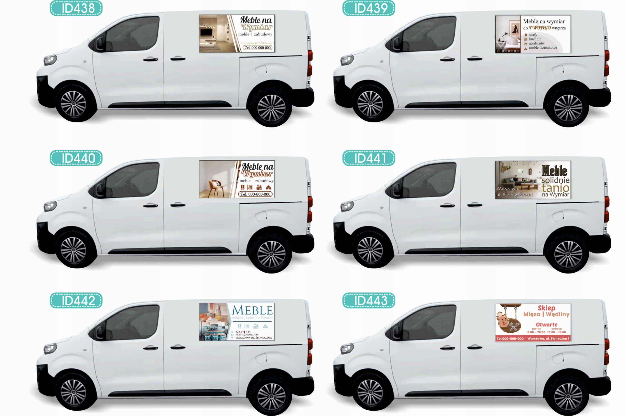 Reklama Naklejka na samochód dużo różnych wzorów MEBLE NA WYMIAR