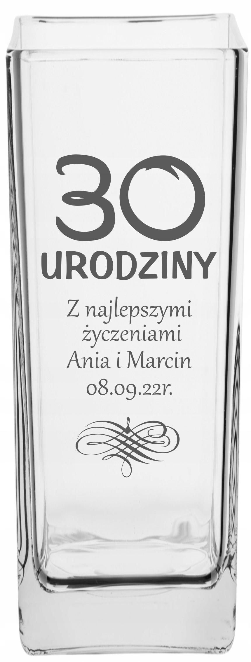 Wazon z grawerem PREZENT na urodziny 30 40 50 60