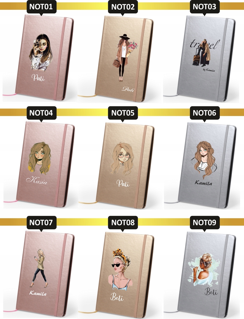 Notes metaliczny A5 kolorowy nadruk UV wedding PLANNER ślub