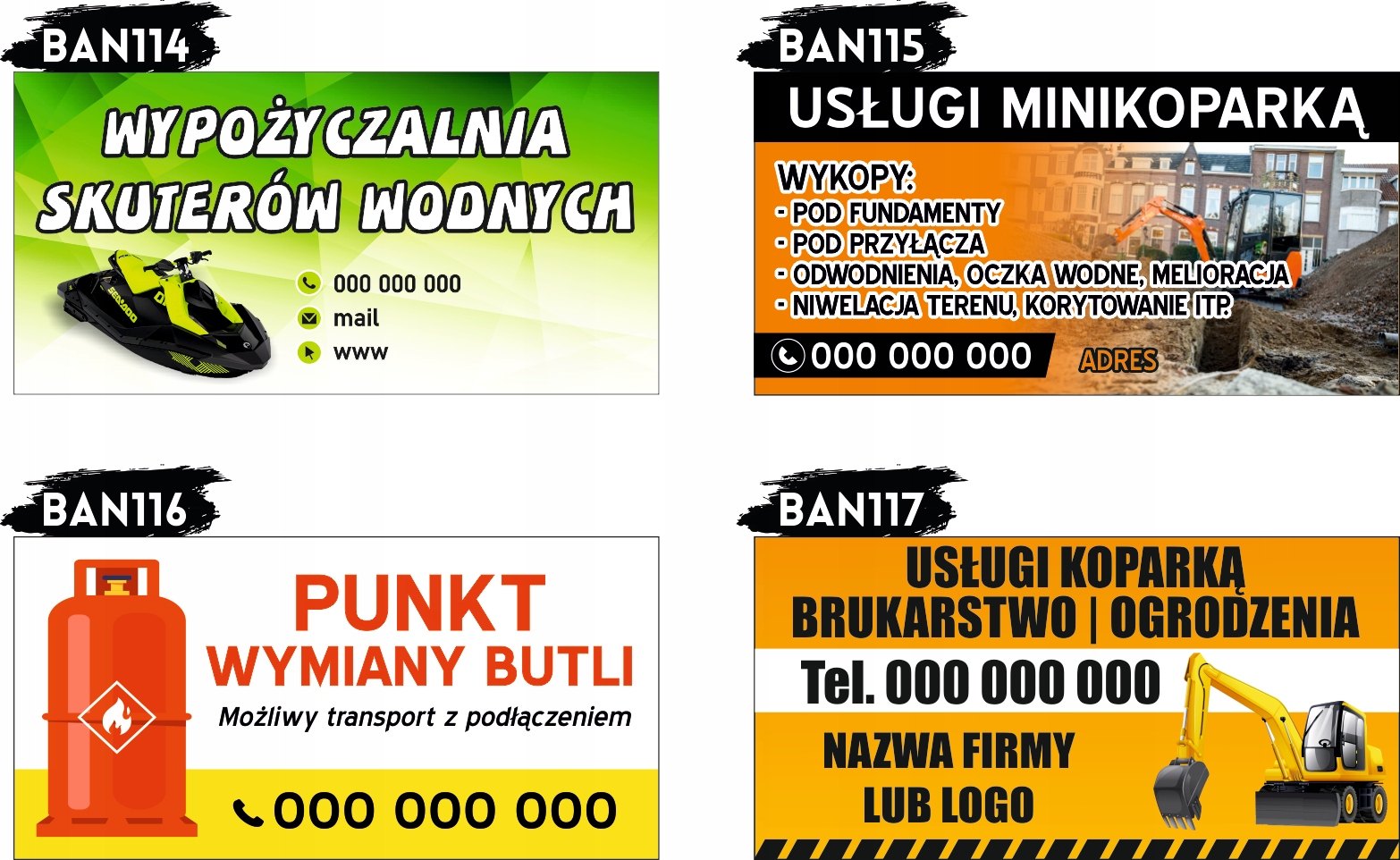 BANER REKLAMOWY OCZKOWANY 200x100 cm RÓŻNE WZORY WYPOŻYCZALNIA ROWERÓW