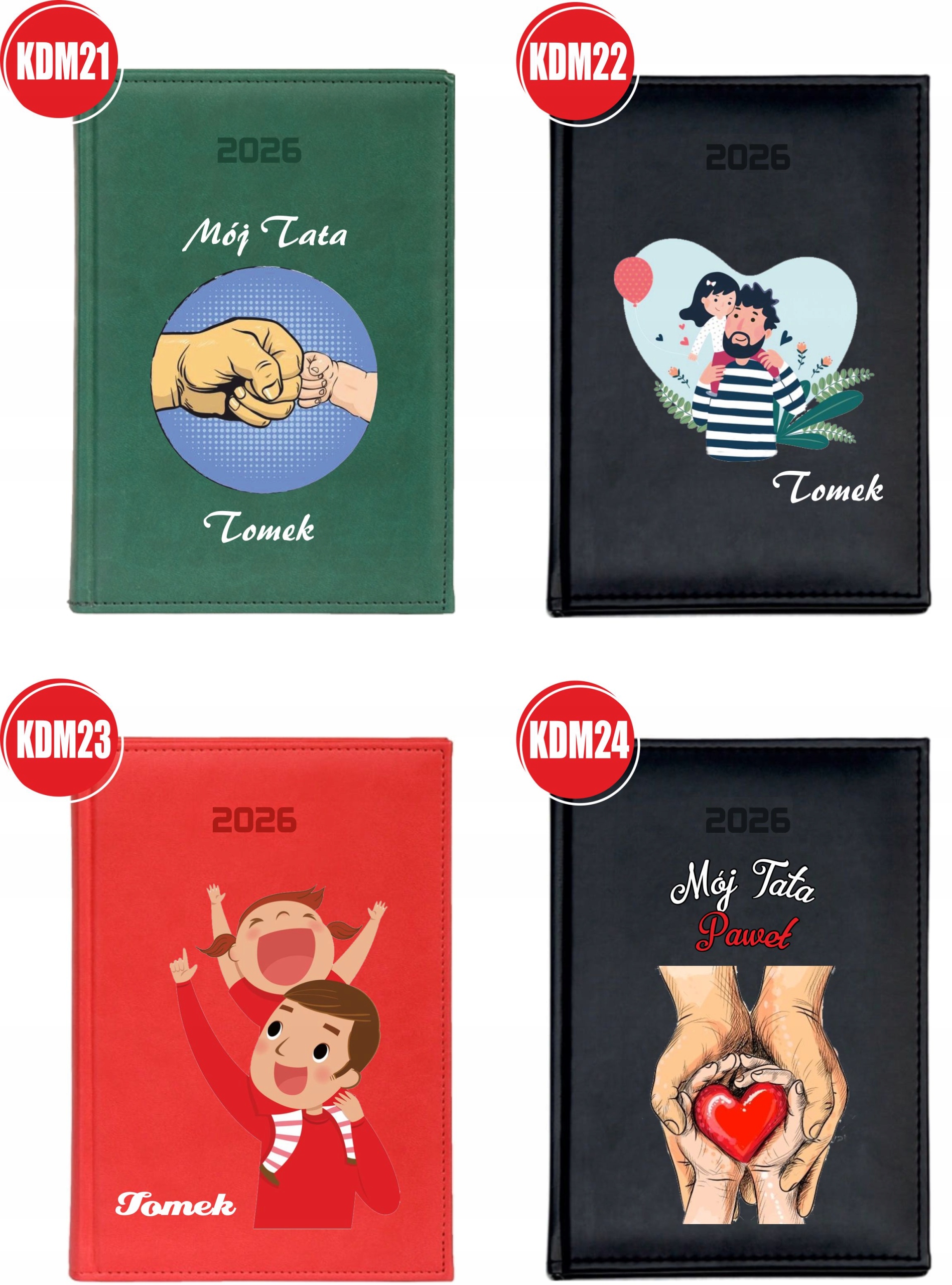 KALENDARZ A4 2026 DZIENNY Z NADRUKIEM PREZENT DLAV MAMY TWÓJ NAPIS