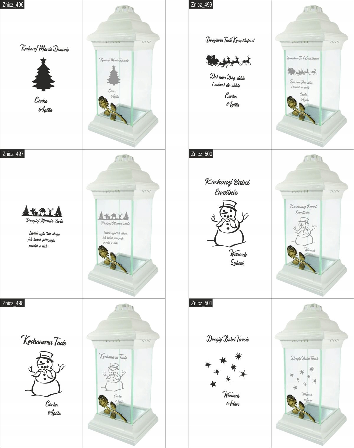 ZNICZ kapliczka WŁASNY GRAWER DLA BABCI lampion